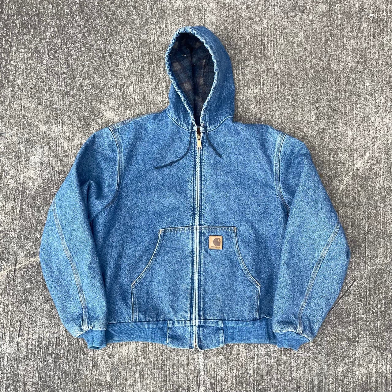 Vintage Carhartt Denim Blue Hooded Jacket