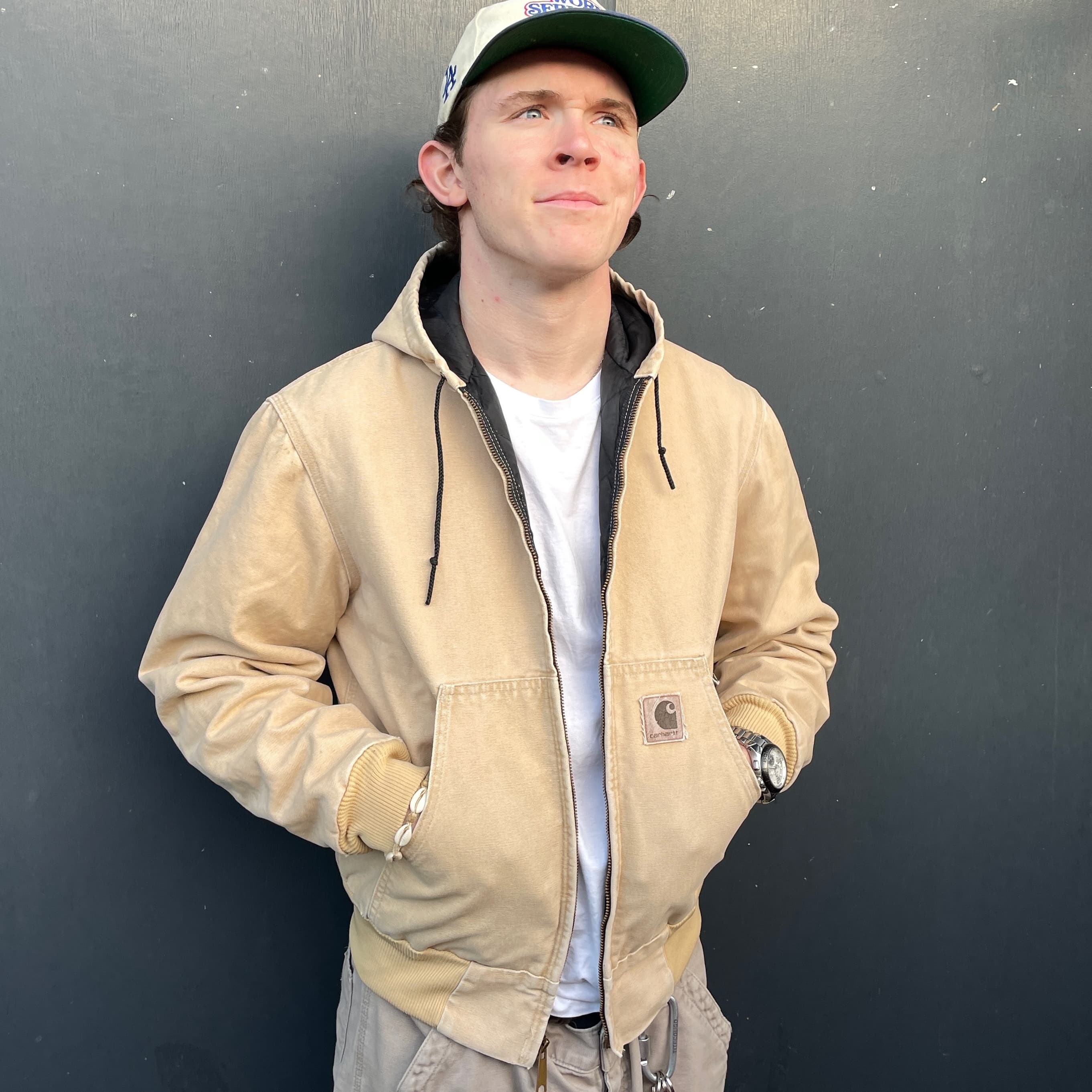 Vintage Carhartt Cream Hooded Jacket