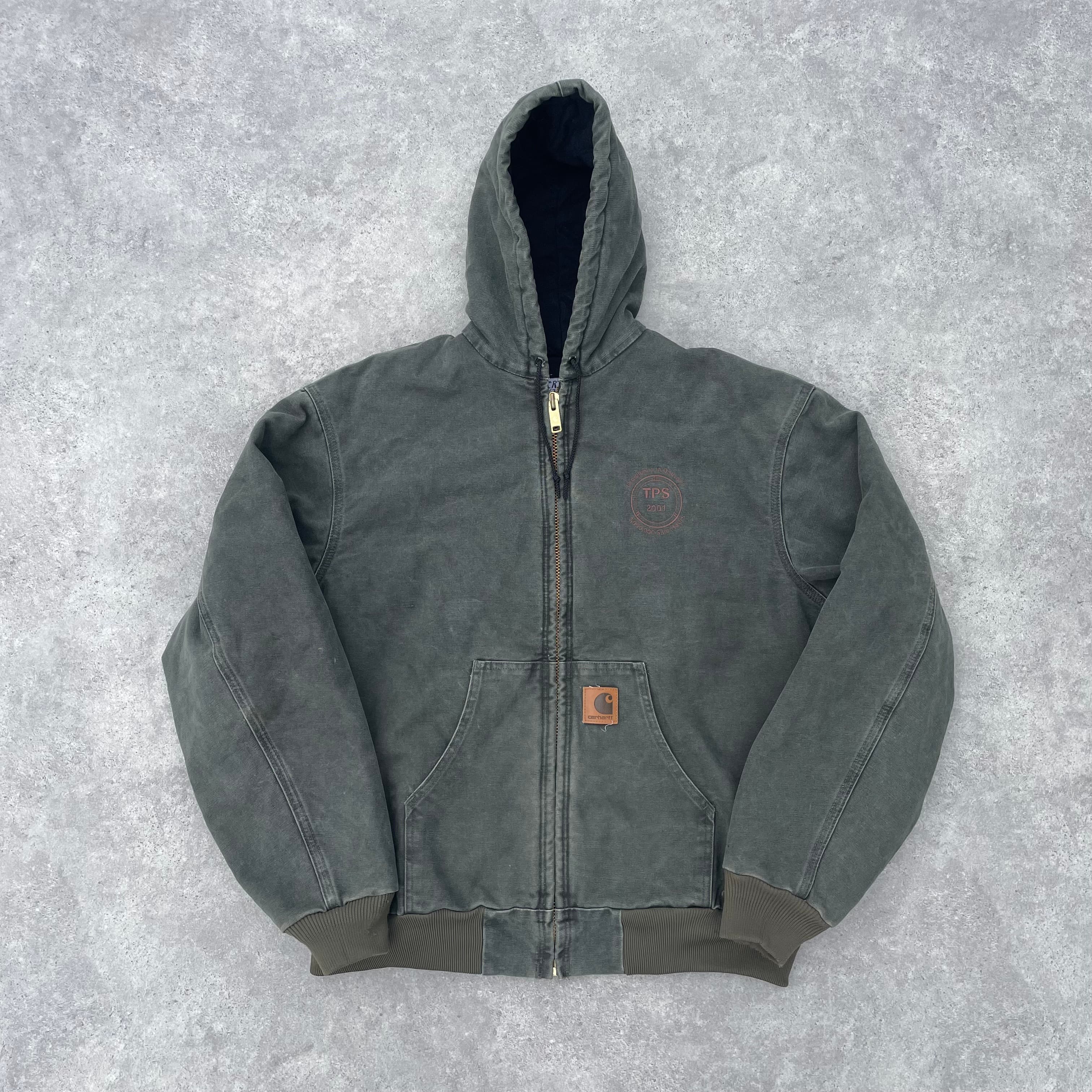 Vintage Carhartt Faded Green Hooded Jacket