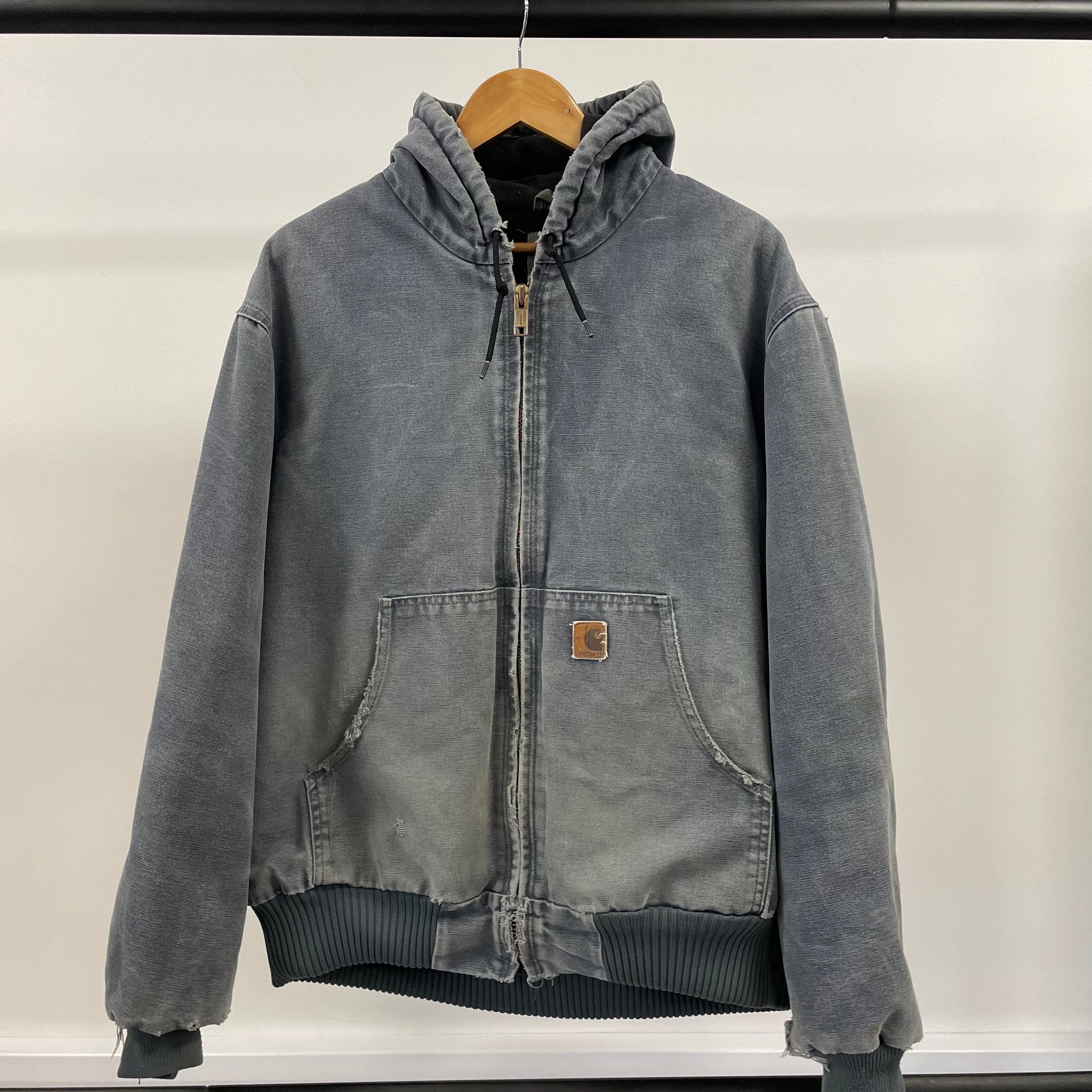 Vintage Carhartt Faded Grey Hooded Jacket