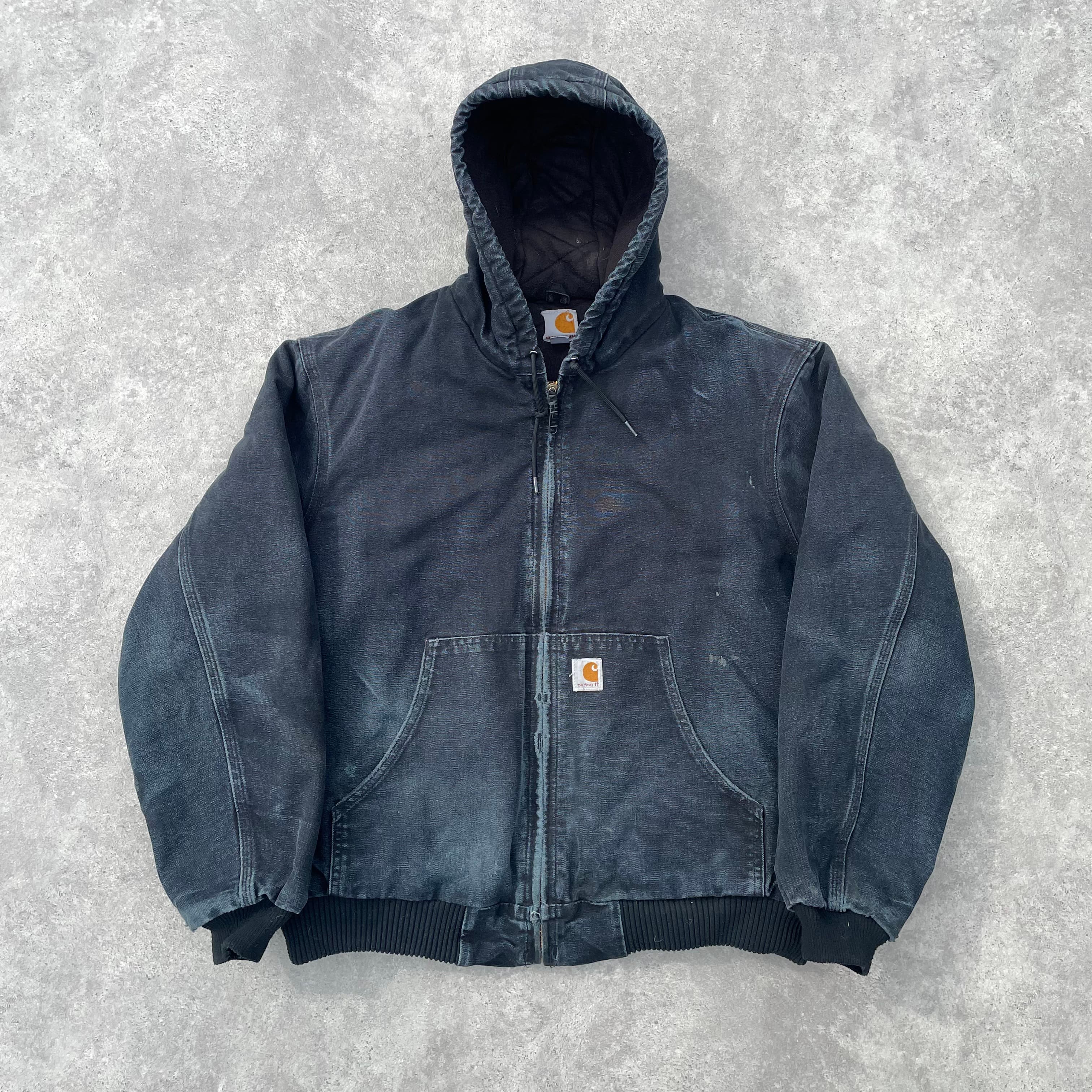 Vintage Carhartt Faded Black Hooded Jacket