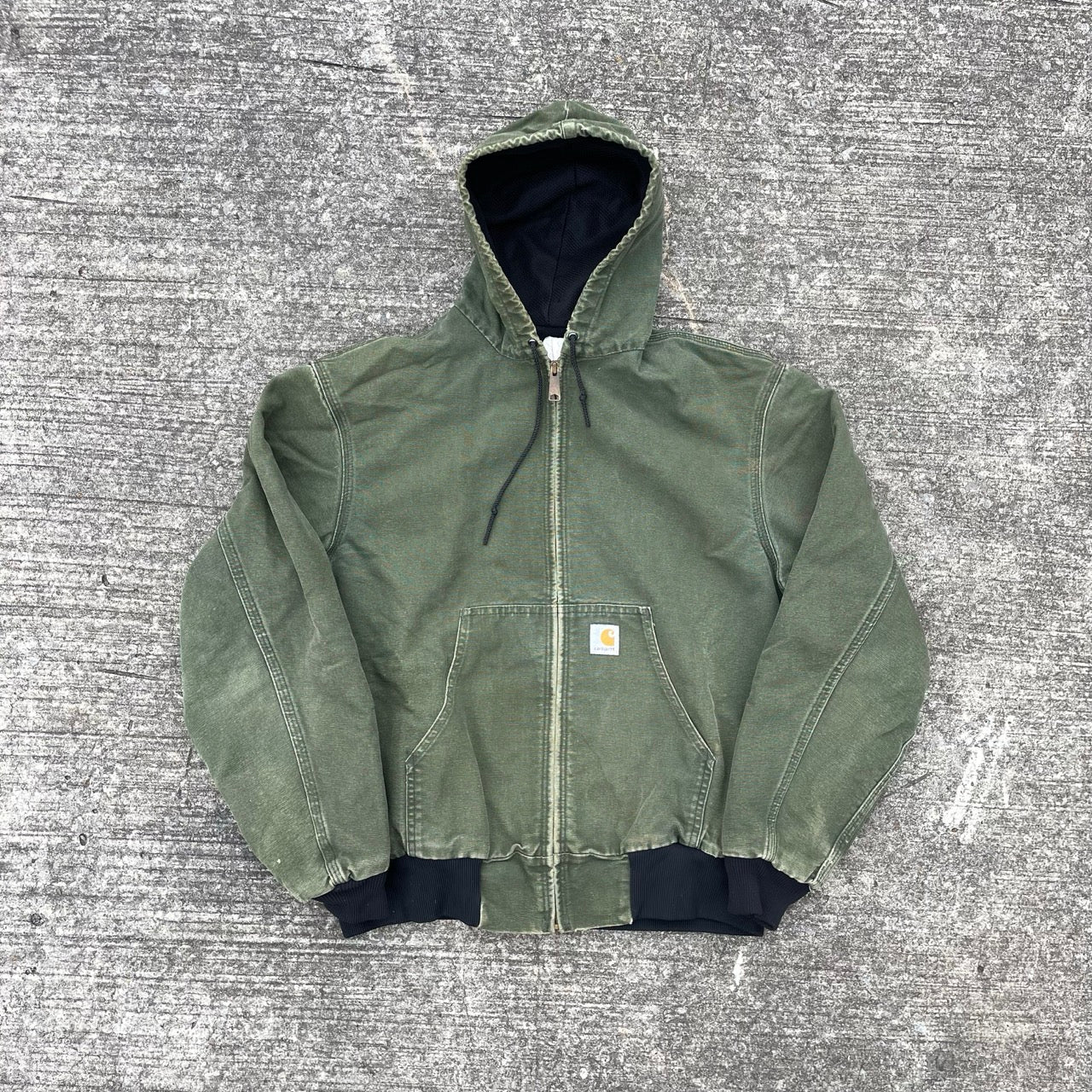 Vintage Carhartt Faded Green Hooded Jacket