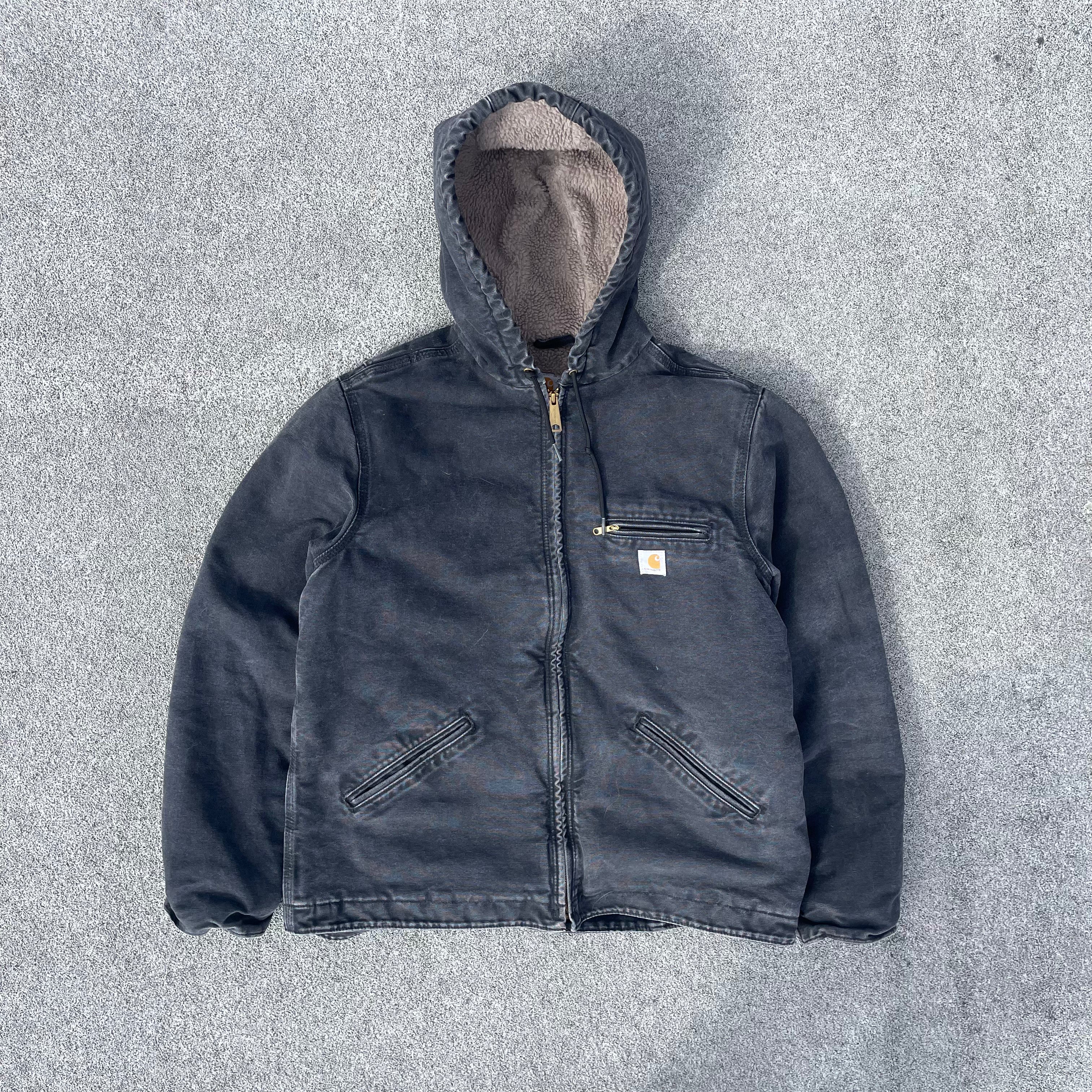 Vintage Carhartt Faded Black Hooded Jacket
