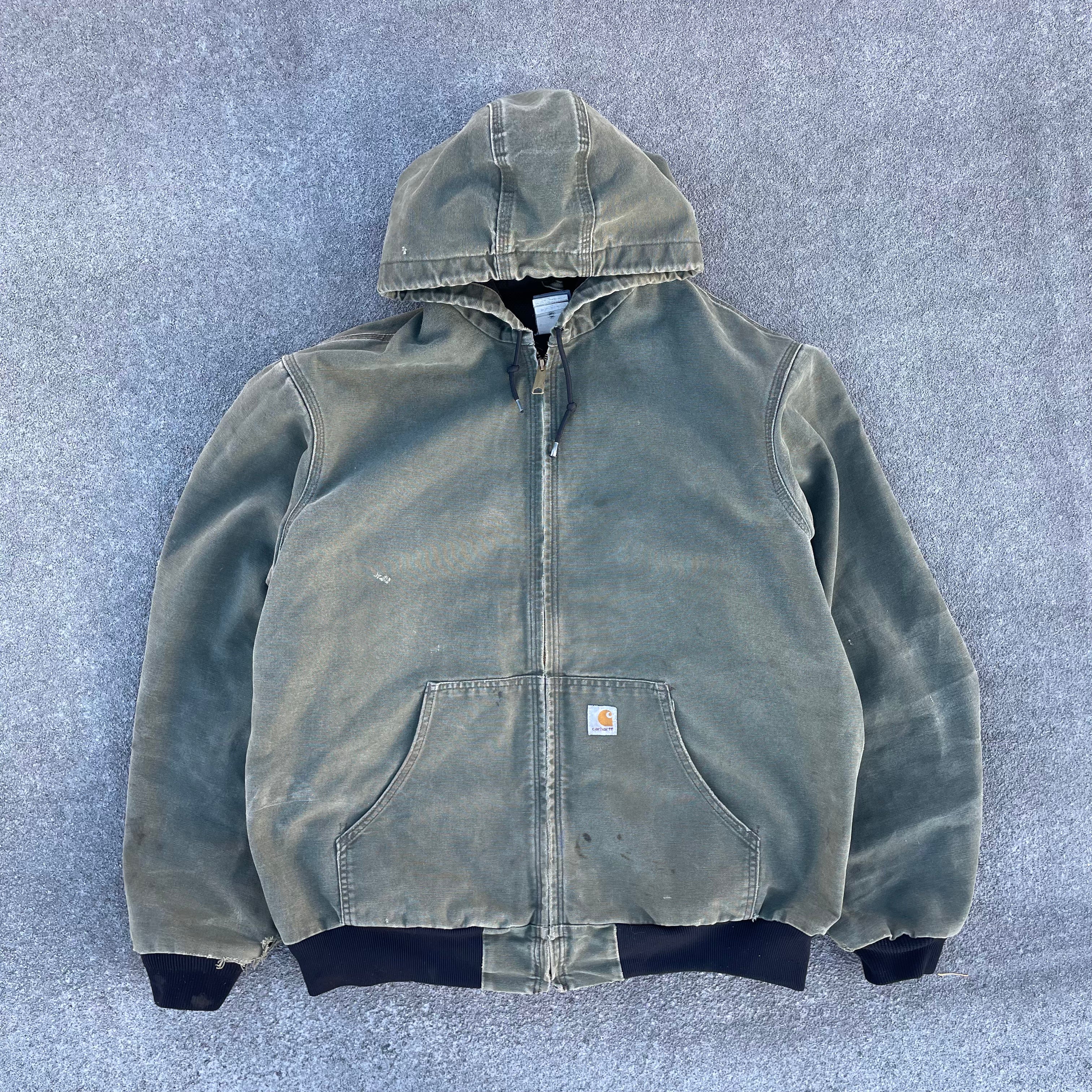 Vintage Carhartt Faded Green Hooded Jacket