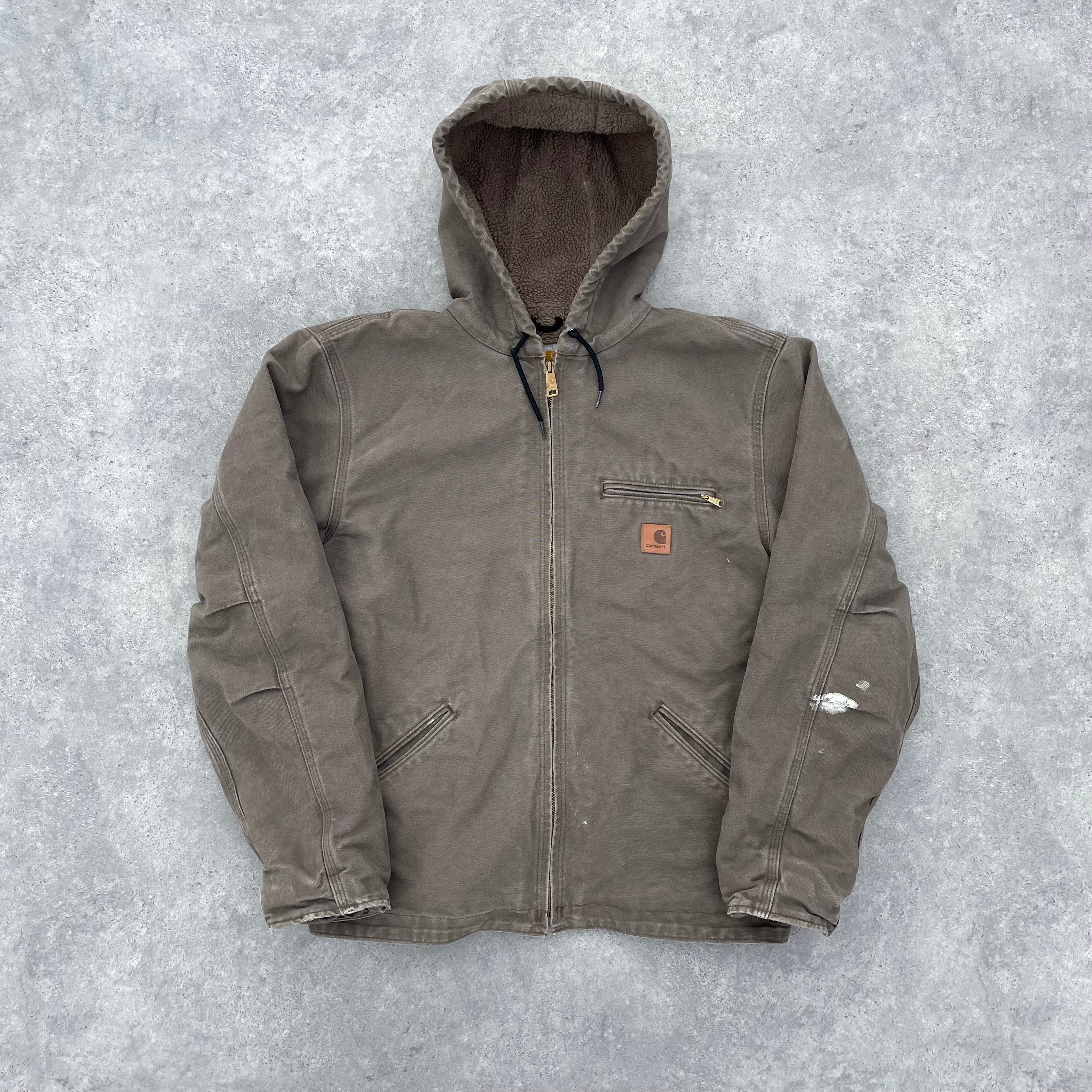 Vintage Carhartt Faded Beige Hooded Jacket