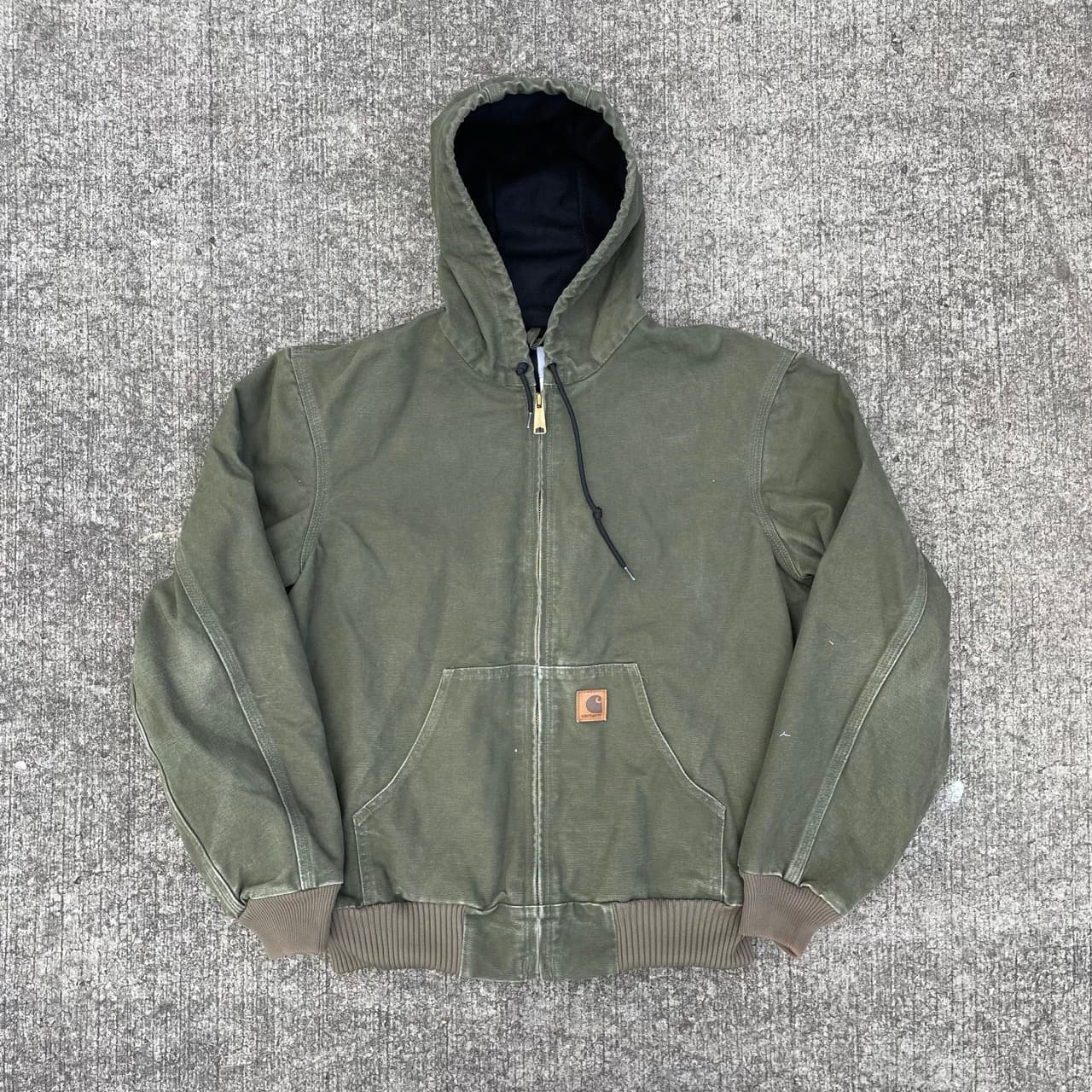 Vintage Carhartt Faded Green Hooded Jacket