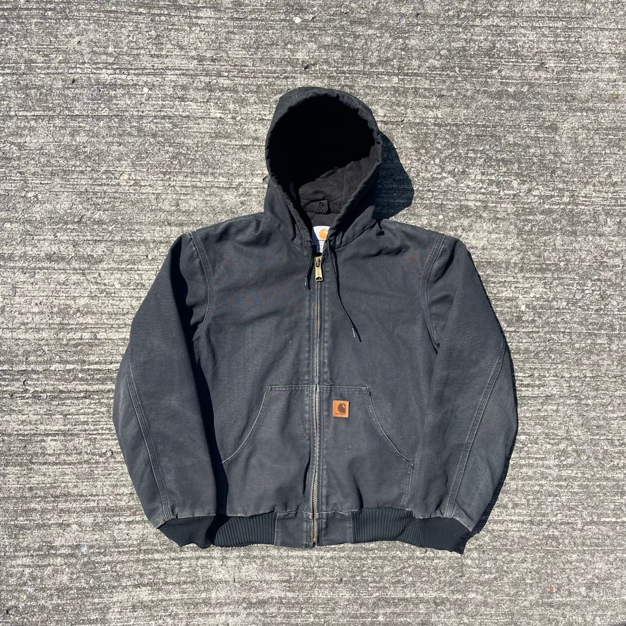 Vintage Carhartt Faded Black Hooded Jacket