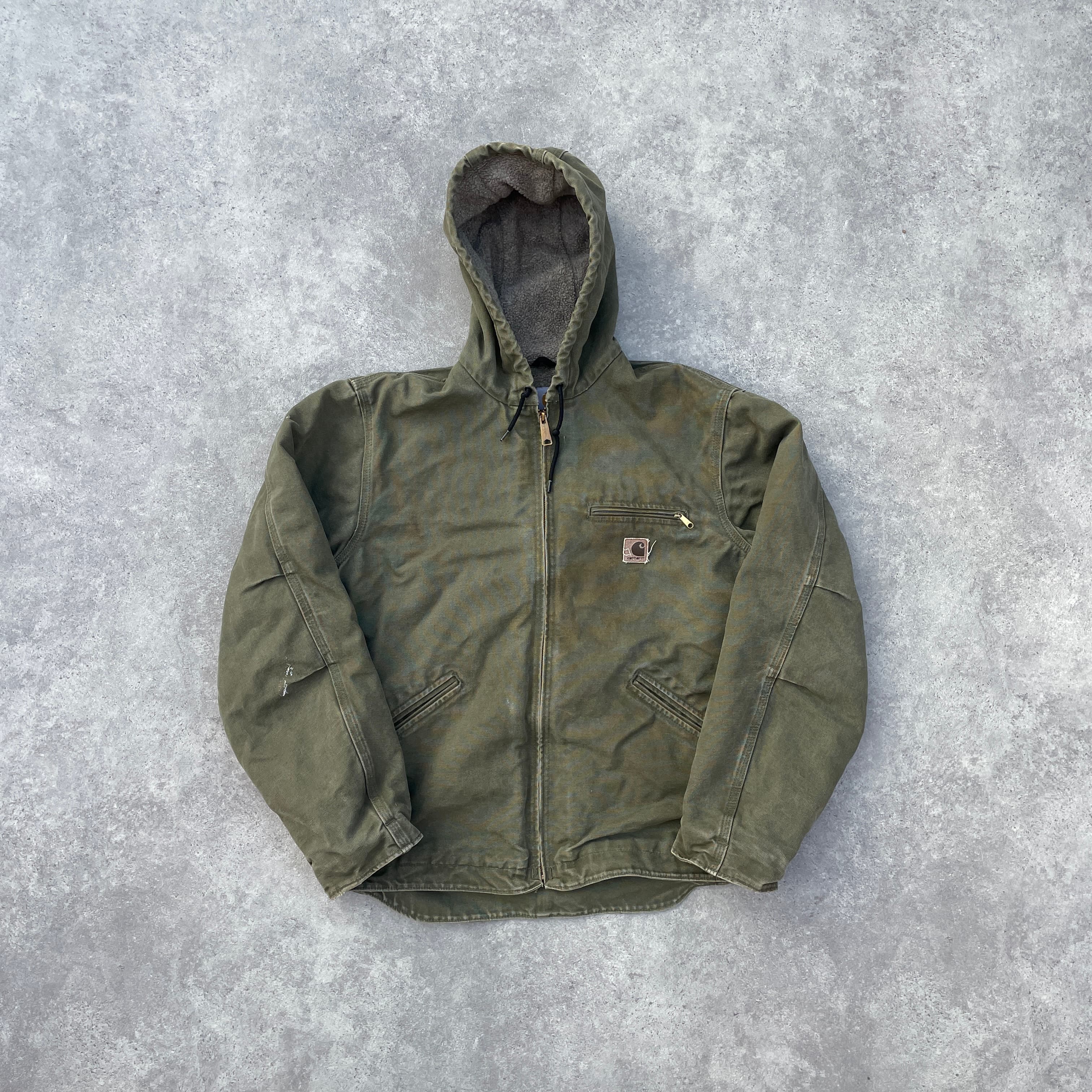 Vintage Carhartt Faded Green Hooded Jacket