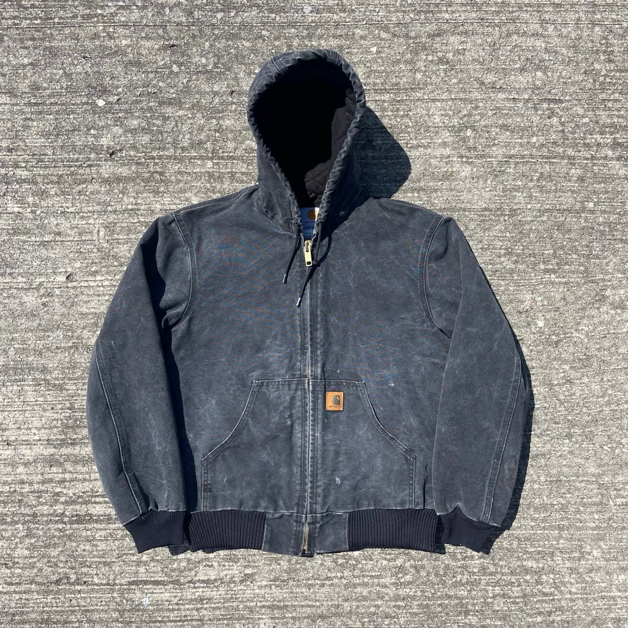 Vintage Carhartt Faded Black Hooded Jacket