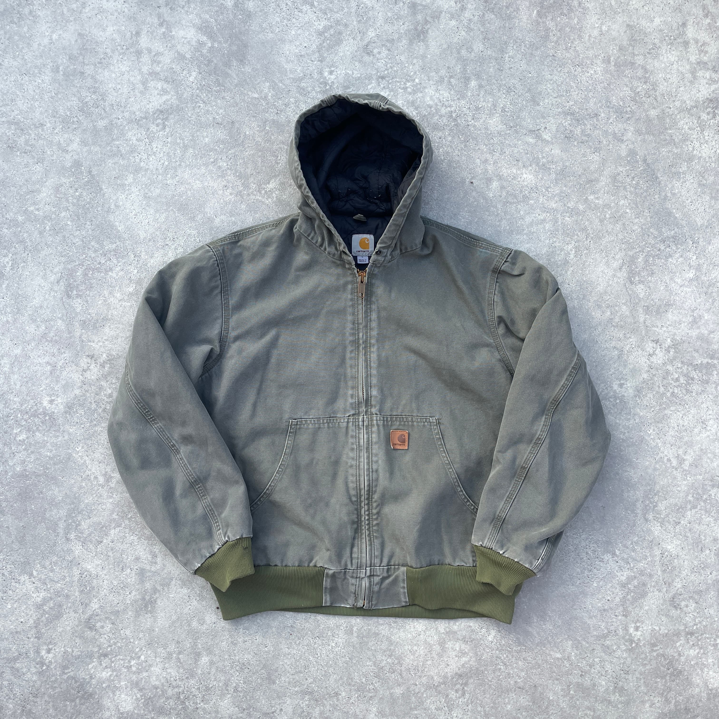 Vintage Carhartt Faded Green Hooded Jacket