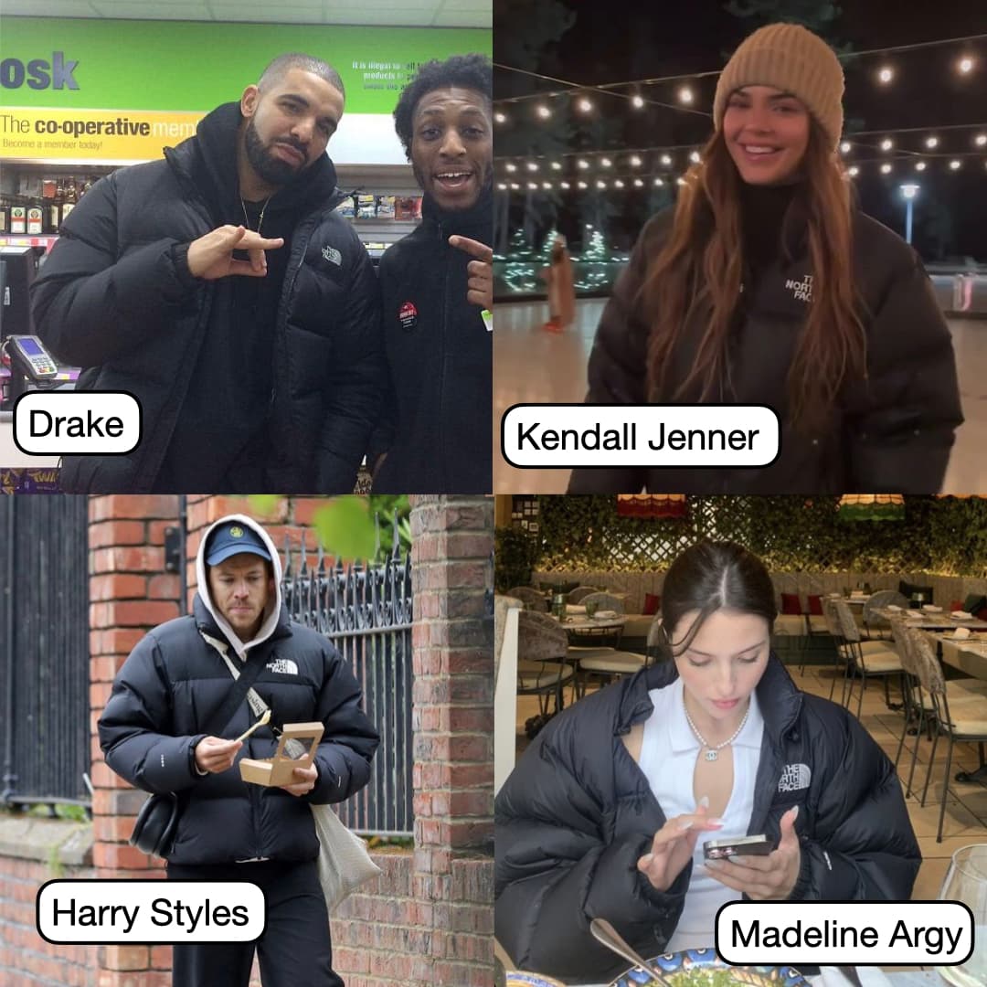 North face black puffer celebrities