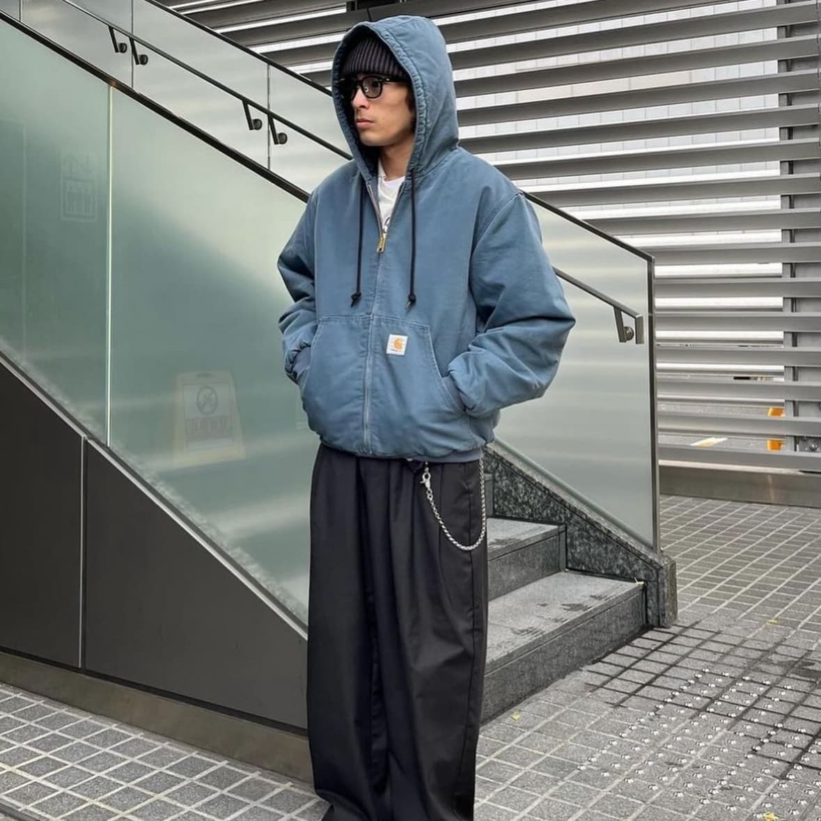 Vintage Carhartt Aqua Blue Hooded Jacket - Main Image