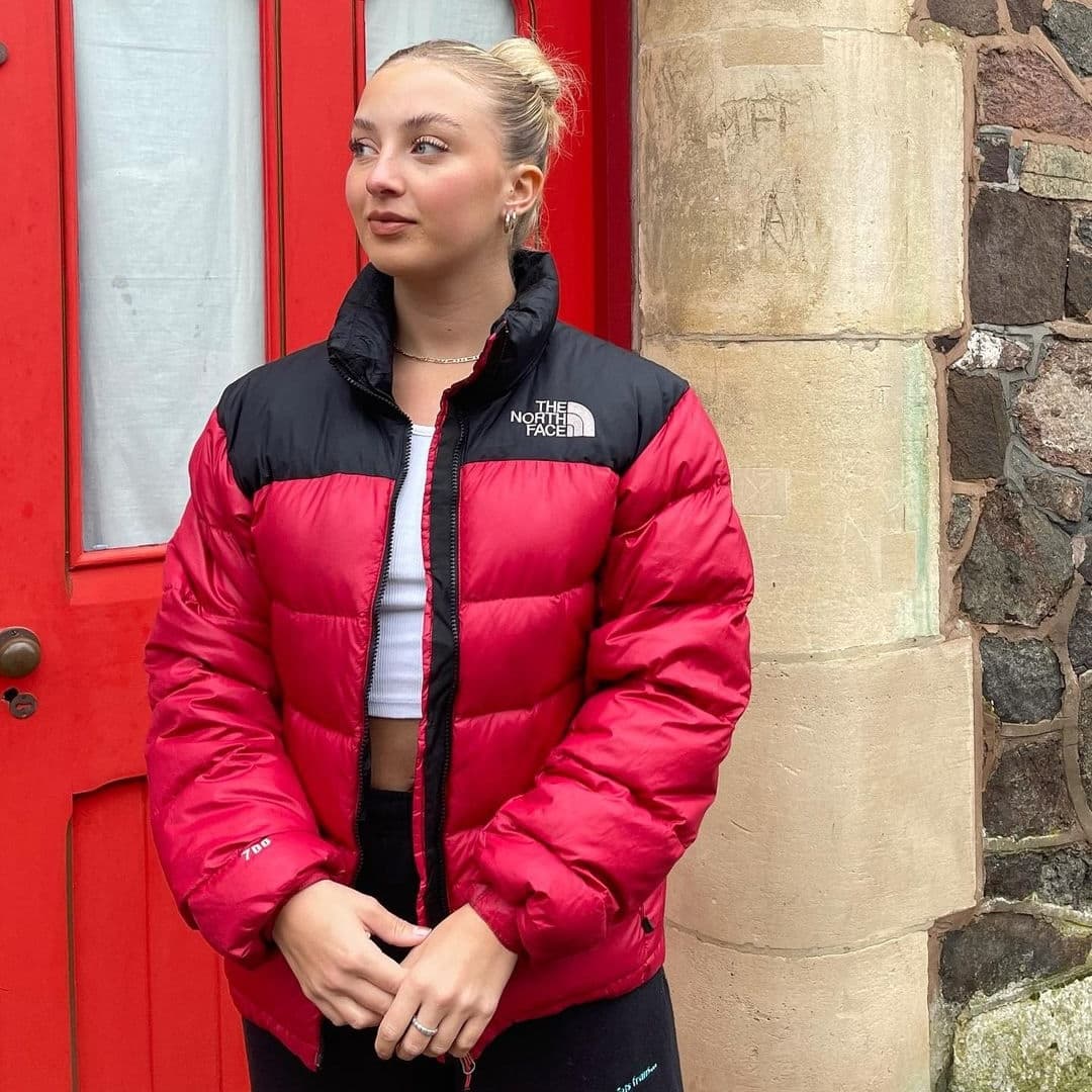 Puffer Jacket North Face Nuptse Grün Red North Face Puffer