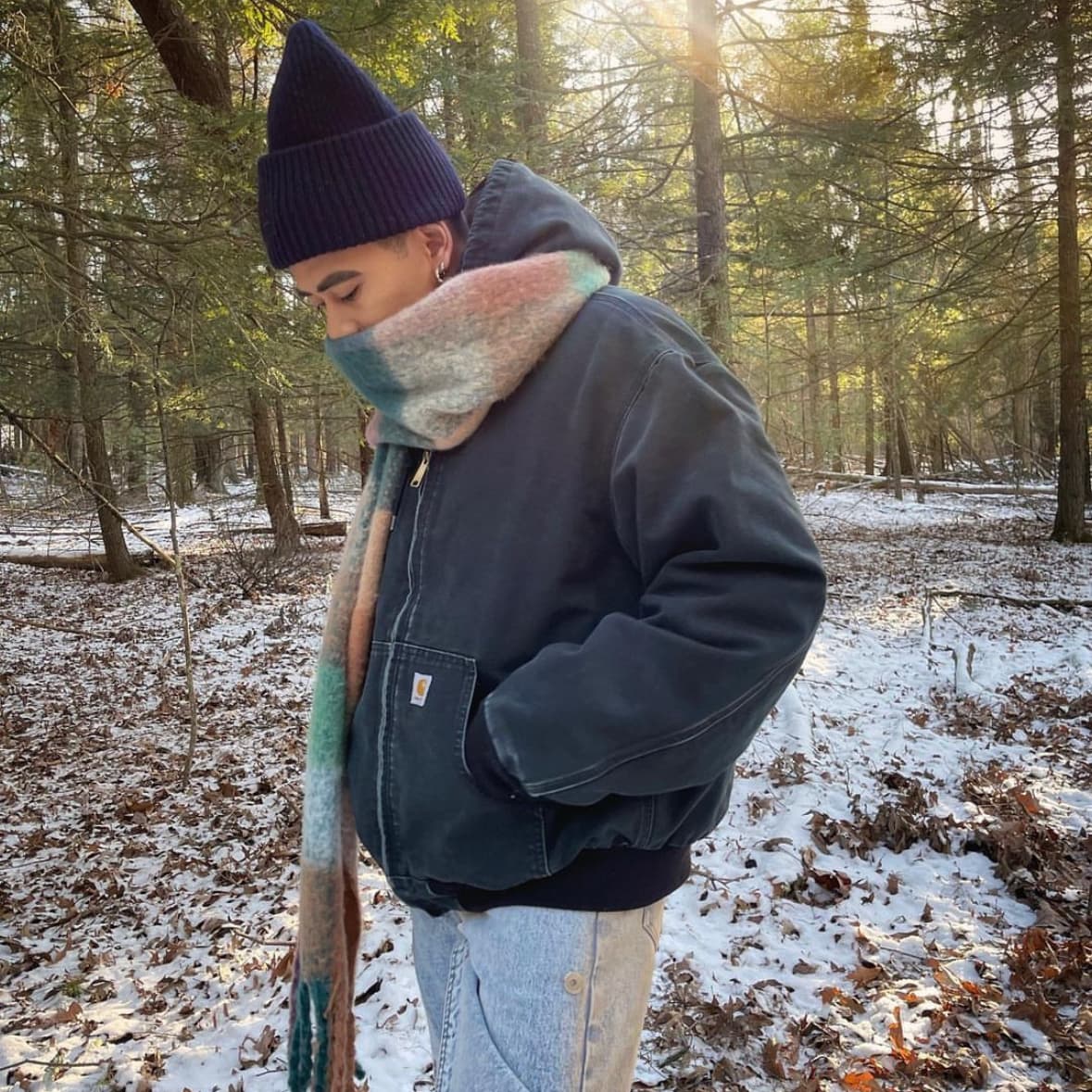 Vintage Carhartt Faded Black Hooded Jacket