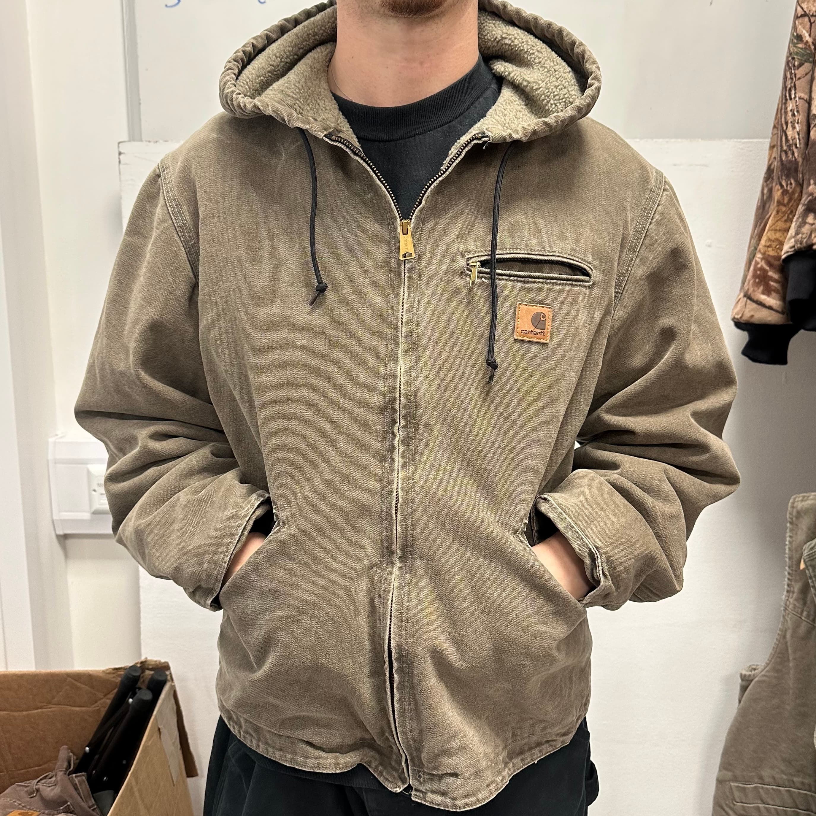 Vintage Carhartt Faded Brown Hooded Jacket