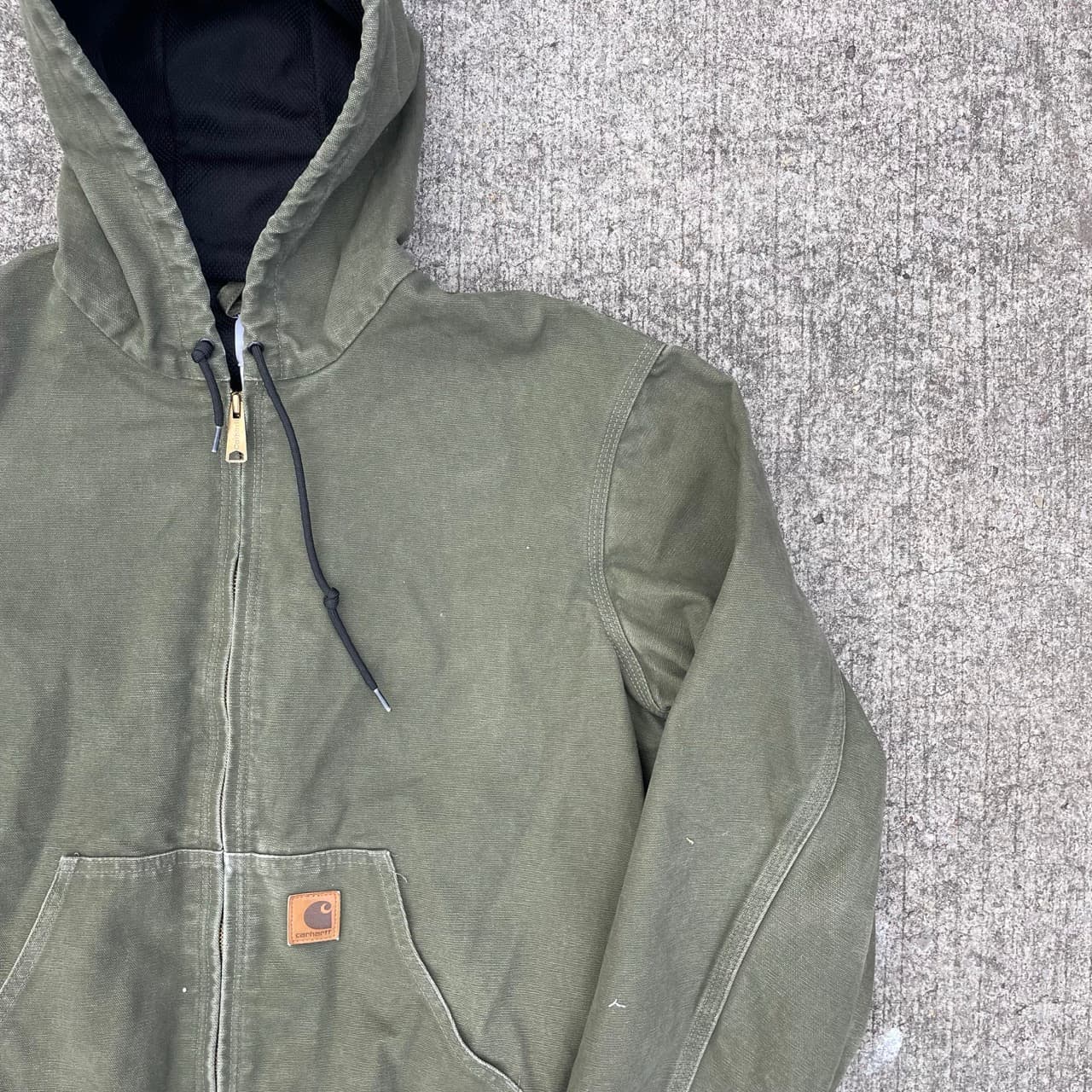Vintage Carhartt Faded Green Hooded Jacket
