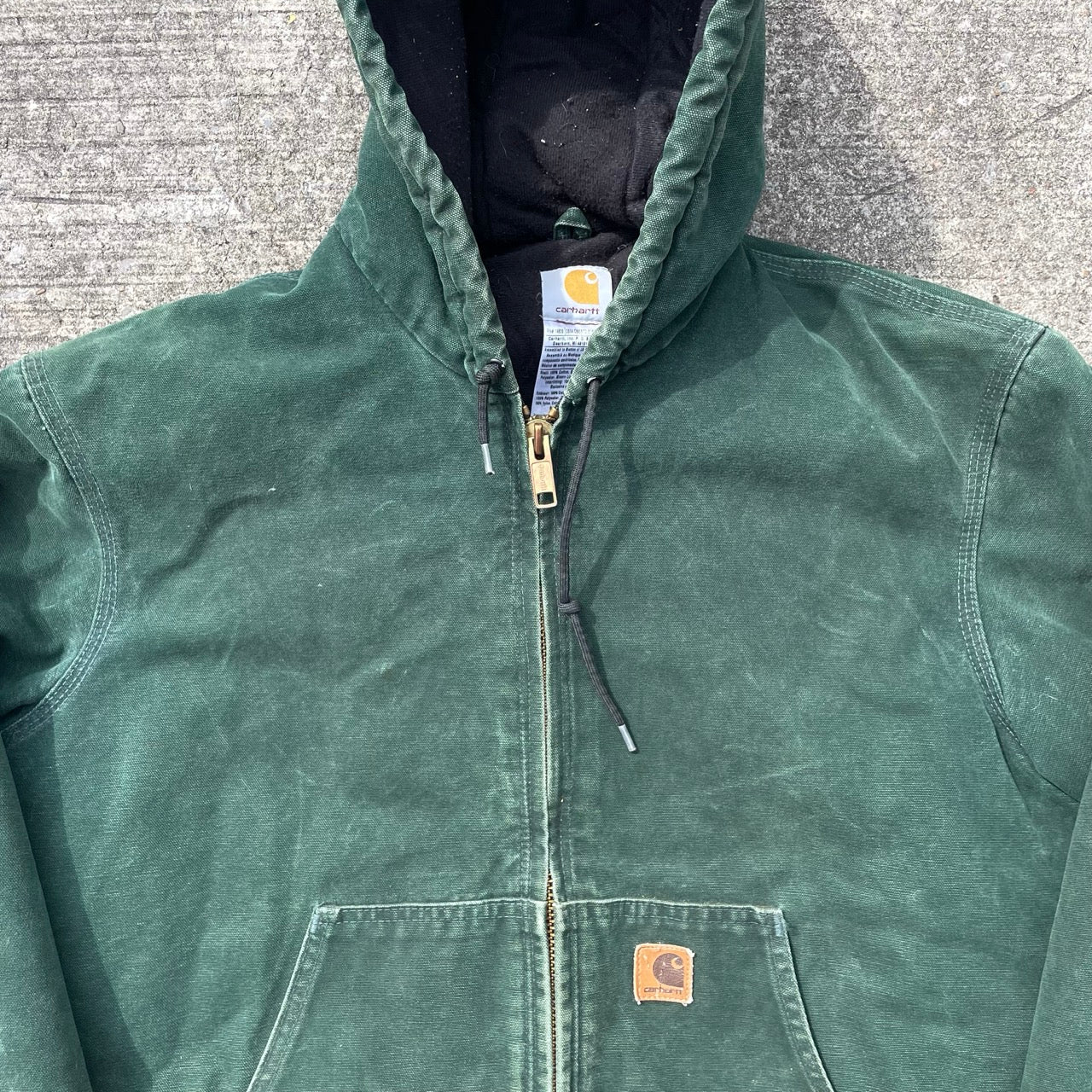 Vintage Carhartt Faded Green Hooded Jacket