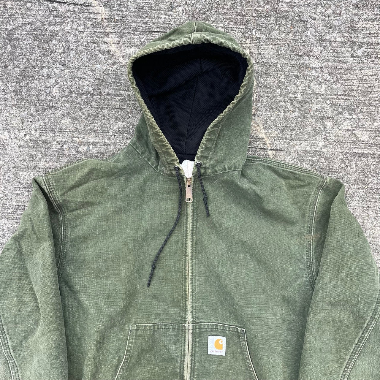 Vintage Carhartt Faded Green Hooded Jacket