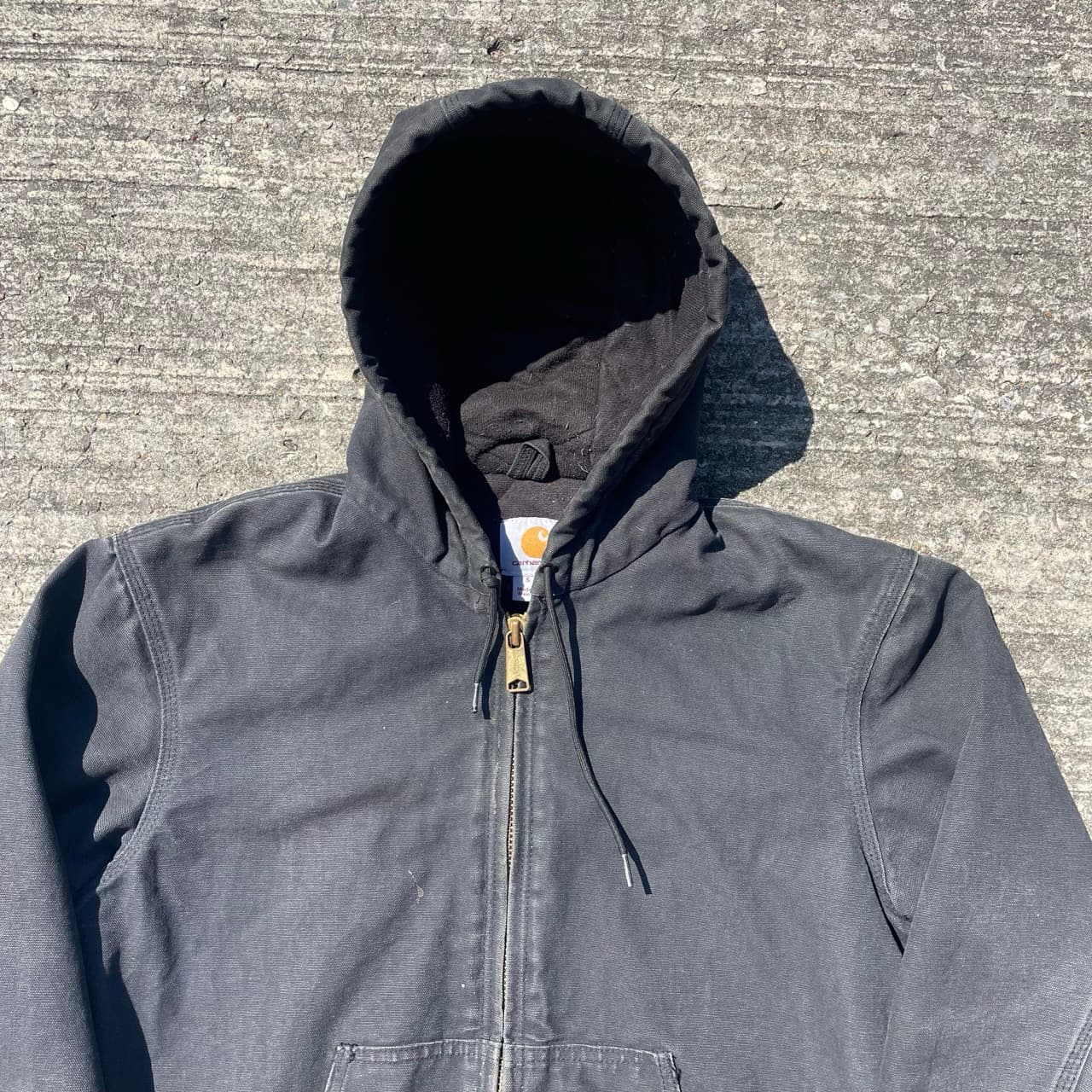 Vintage Carhartt Faded Black Hooded Jacket