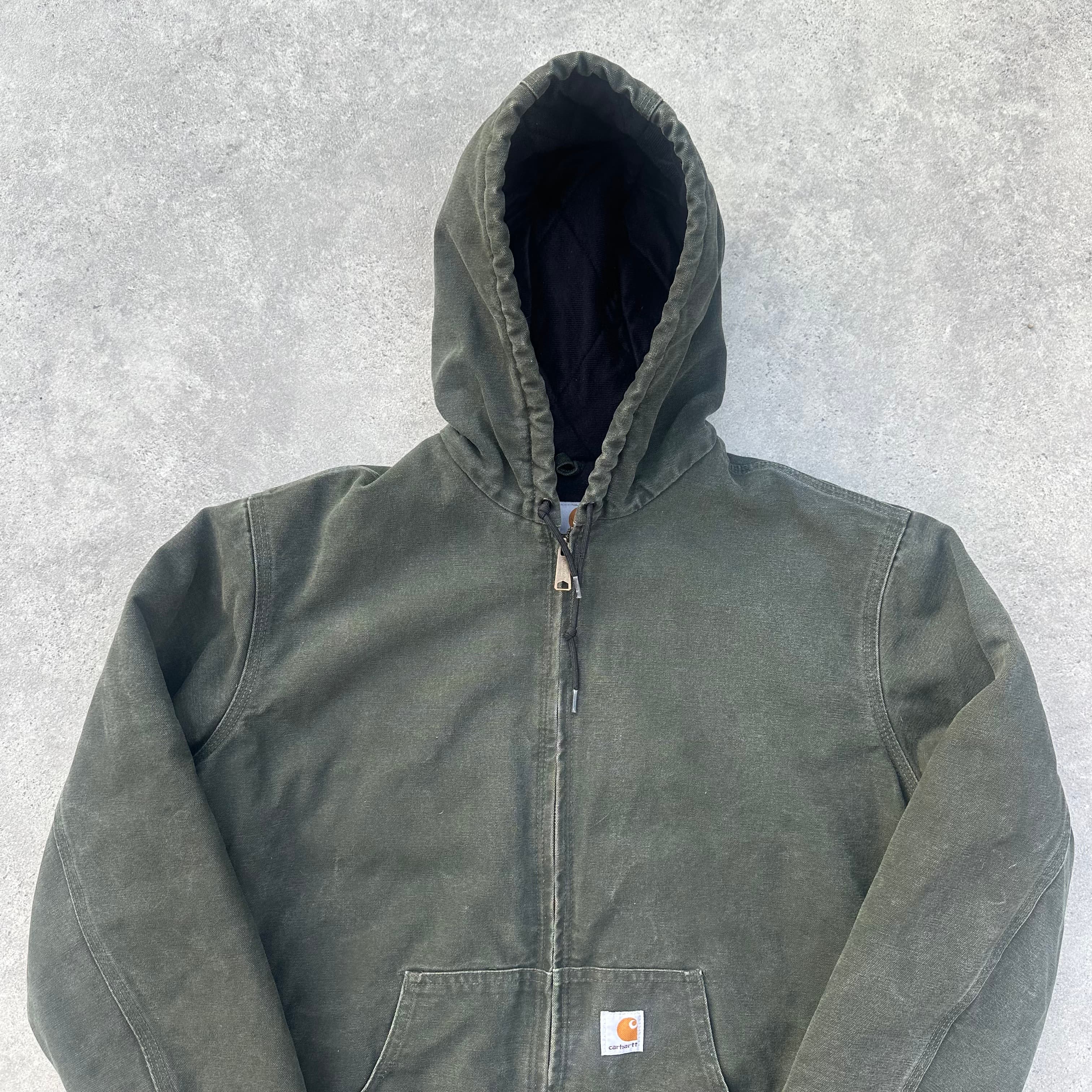 Vintage Carhartt Faded Green Hooded Jacket