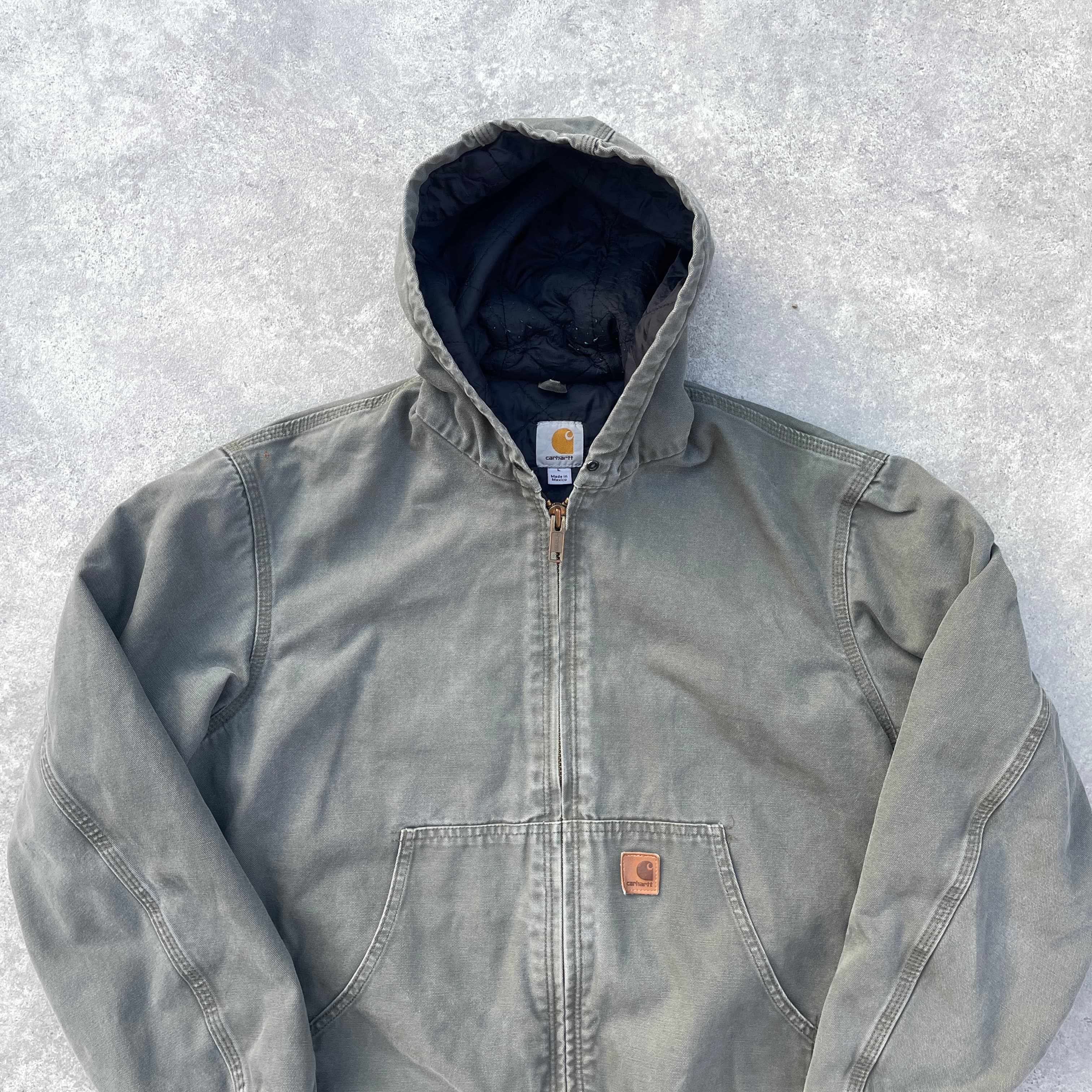 Vintage Carhartt Faded Green Hooded Jacket