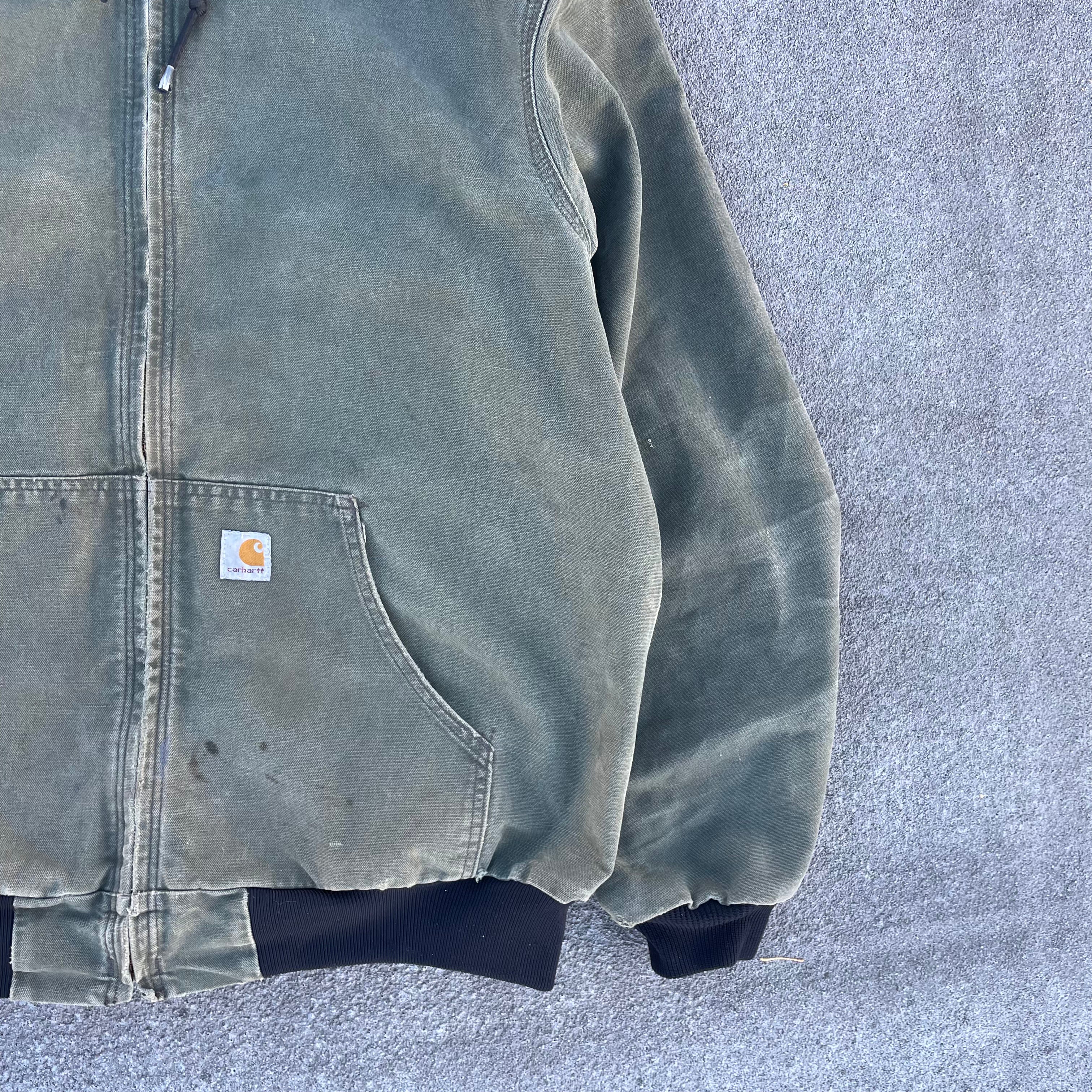 Vintage Carhartt Faded Green Hooded Jacket