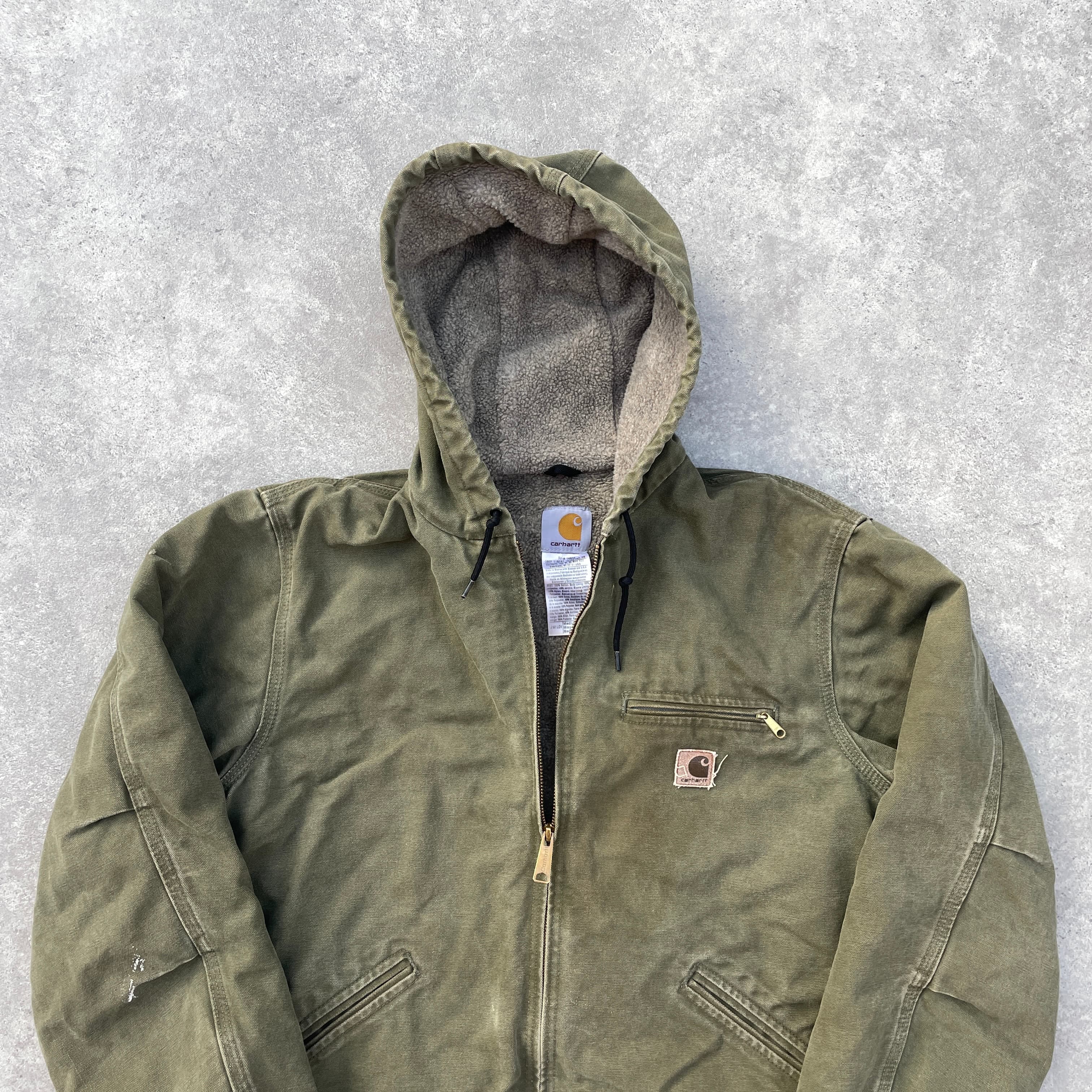 Vintage Carhartt Faded Green Hooded Jacket