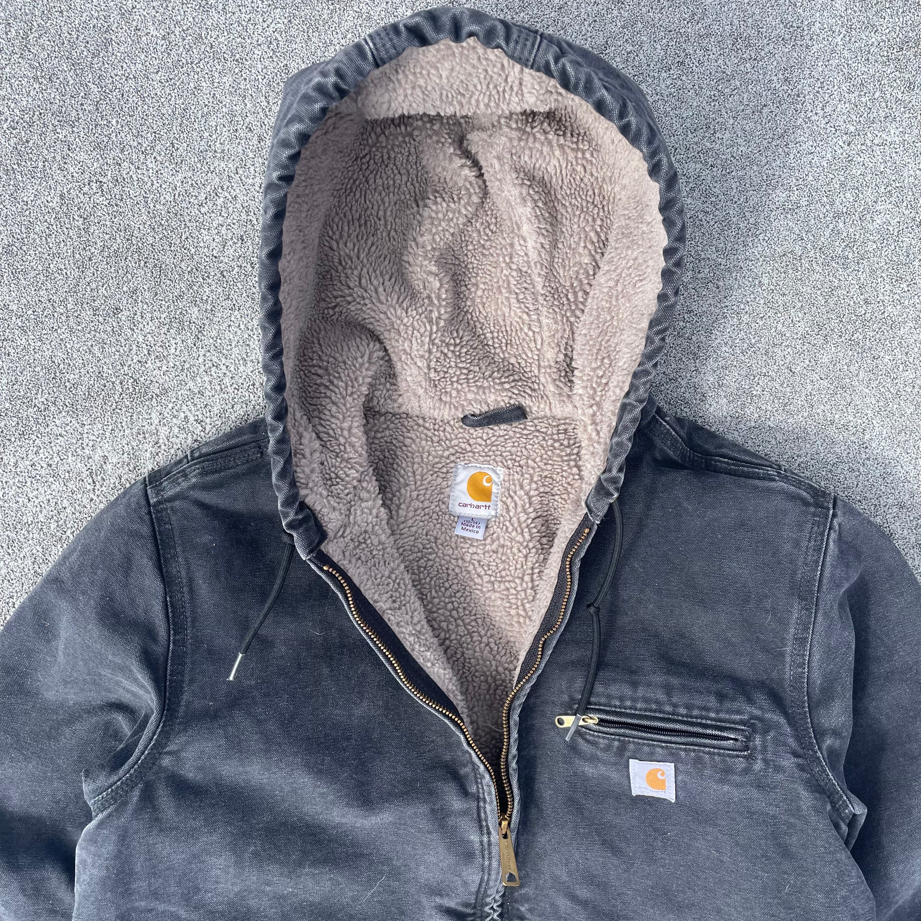Vintage Carhartt Faded Black Hooded Jacket