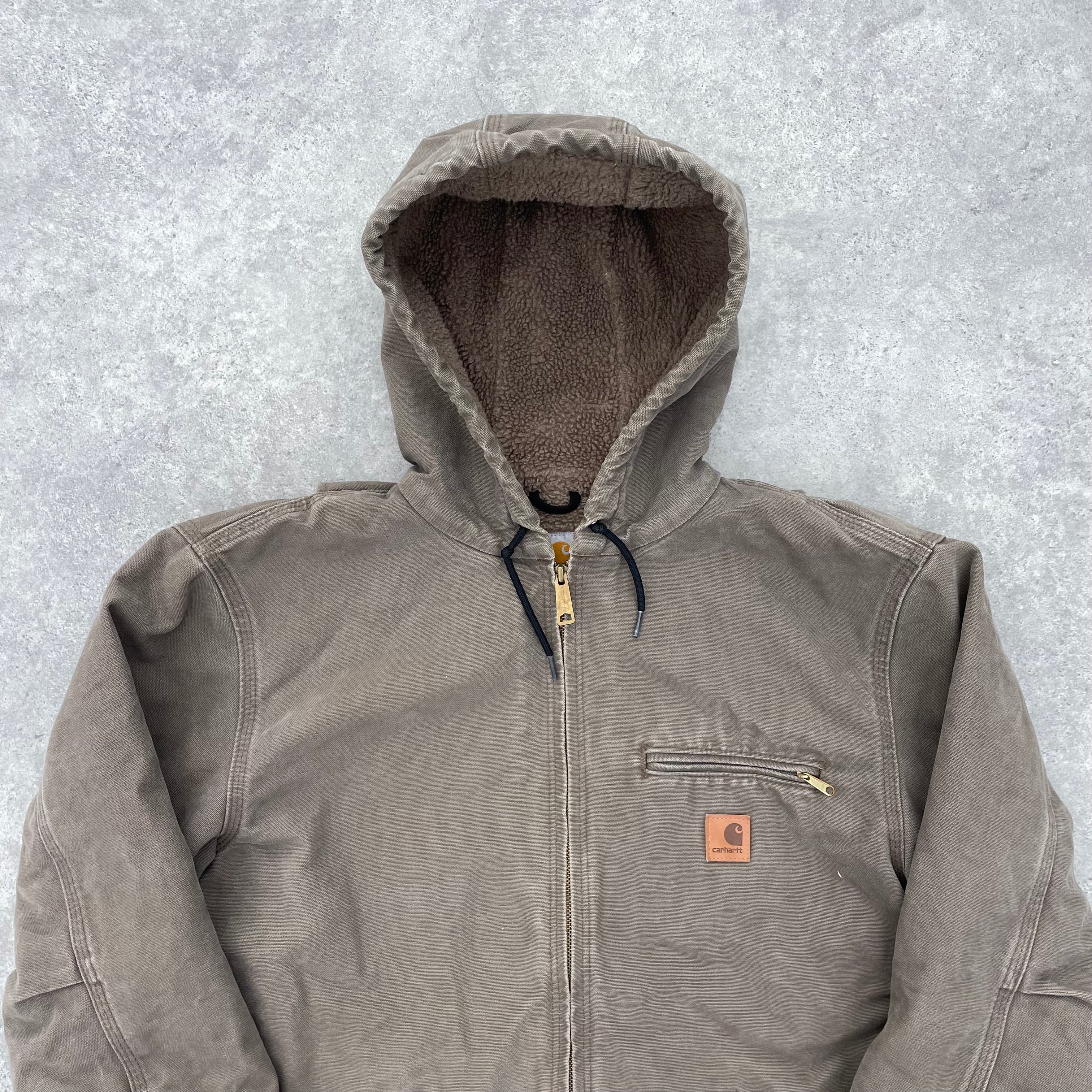 Vintage Carhartt Faded Beige Hooded Jacket