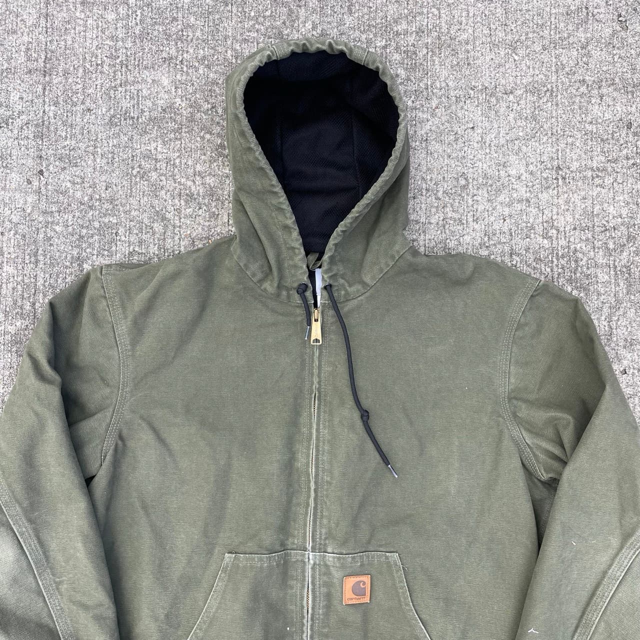 Vintage Carhartt Faded Green Hooded Jacket