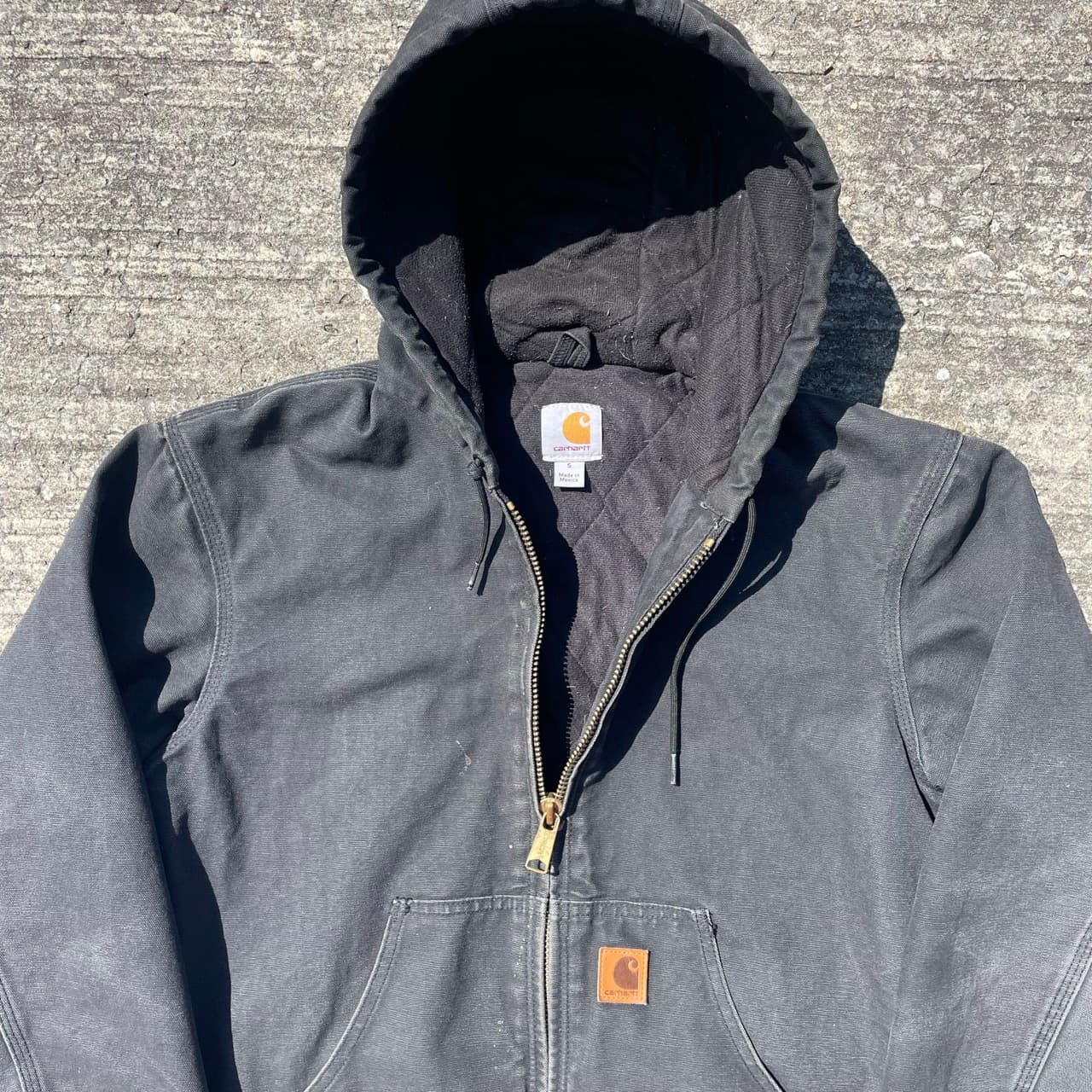 Vintage Carhartt Faded Black Hooded Jacket