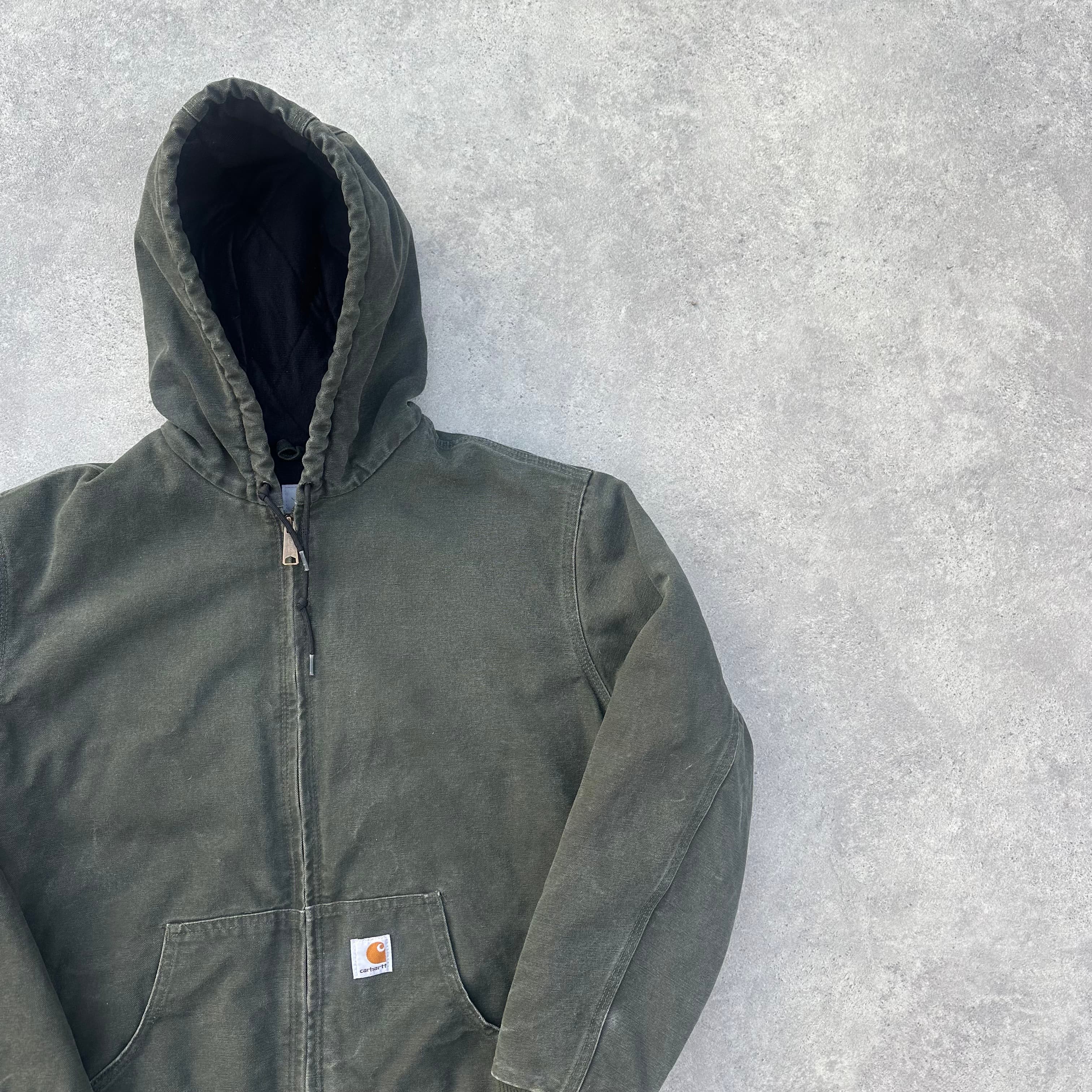 Vintage Carhartt Faded Green Hooded Jacket