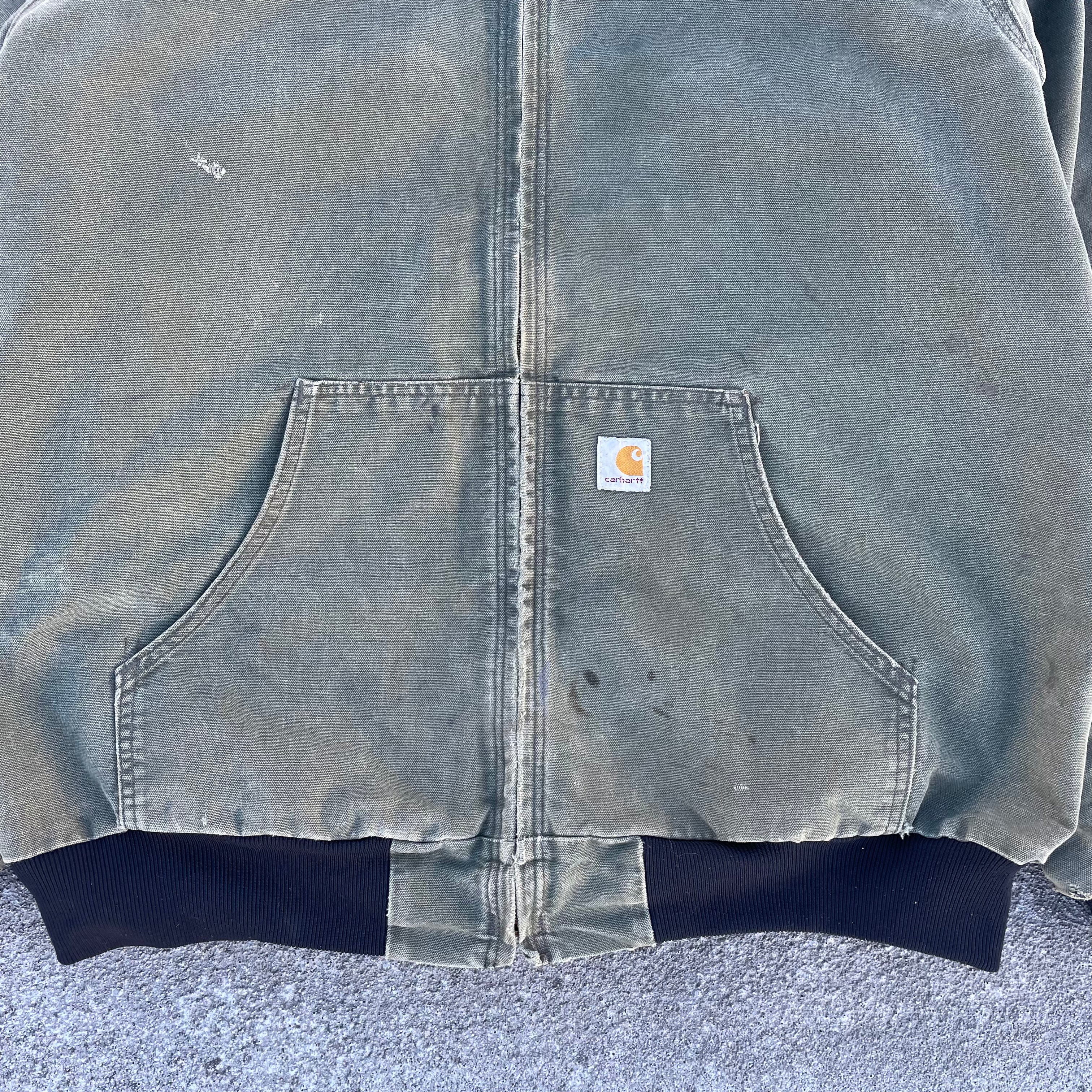 Vintage Carhartt Faded Green Hooded Jacket