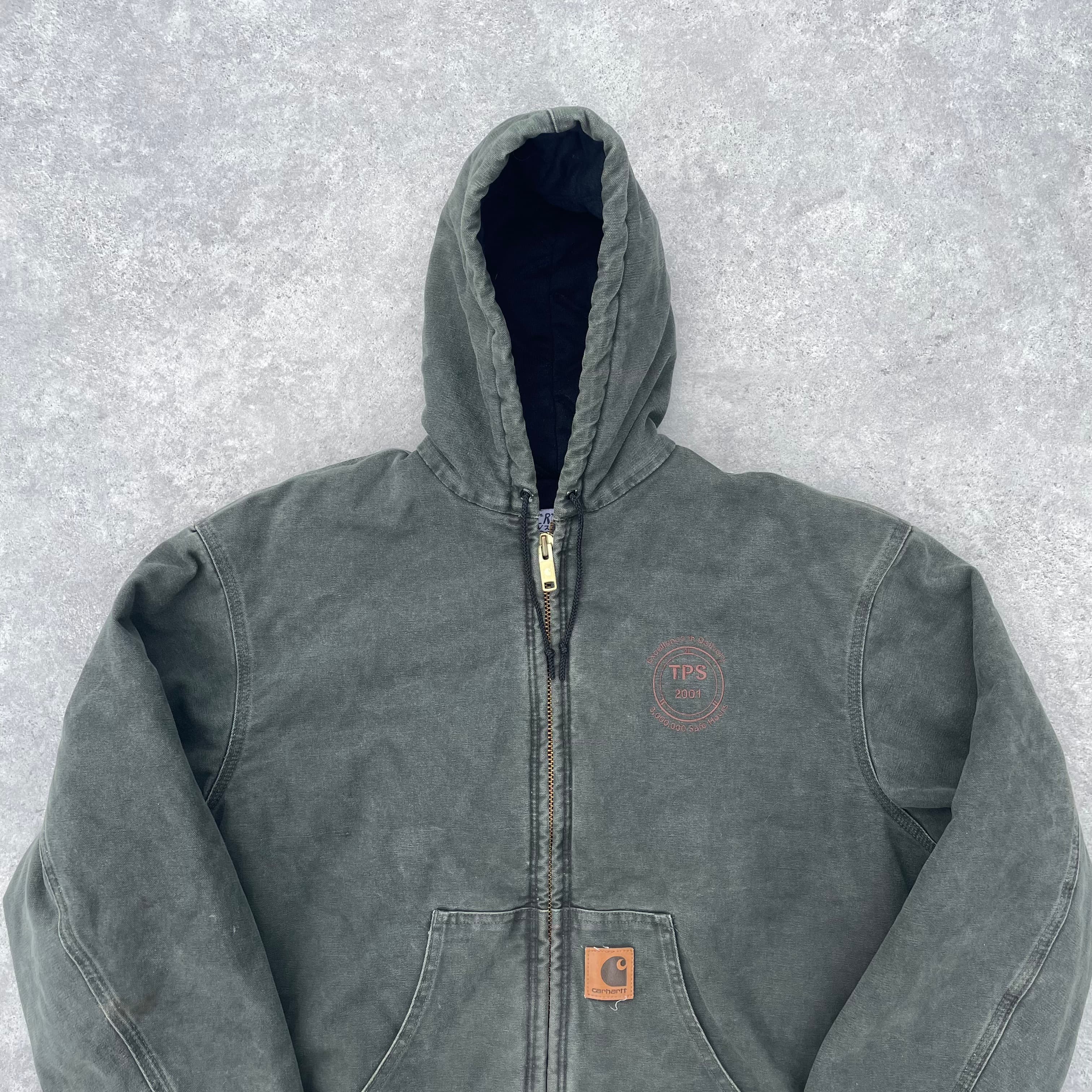 Vintage Carhartt Faded Green Hooded Jacket