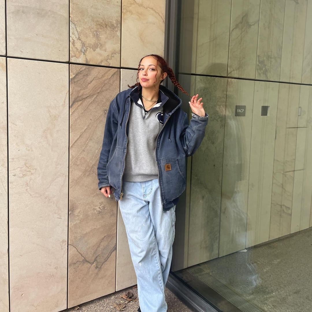 Vintage Carhartt Blue Hooded Jacket