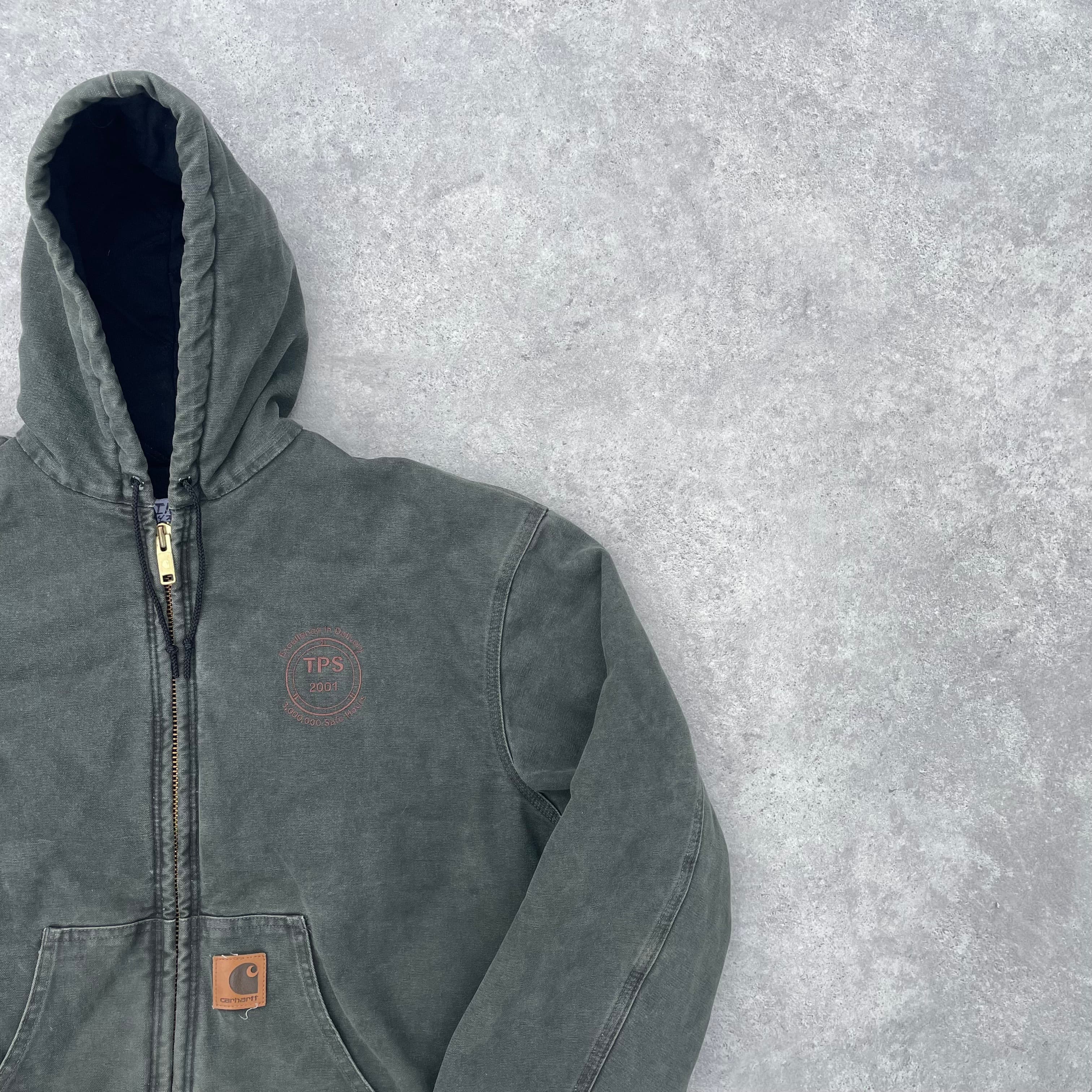 Vintage Carhartt Faded Green Hooded Jacket