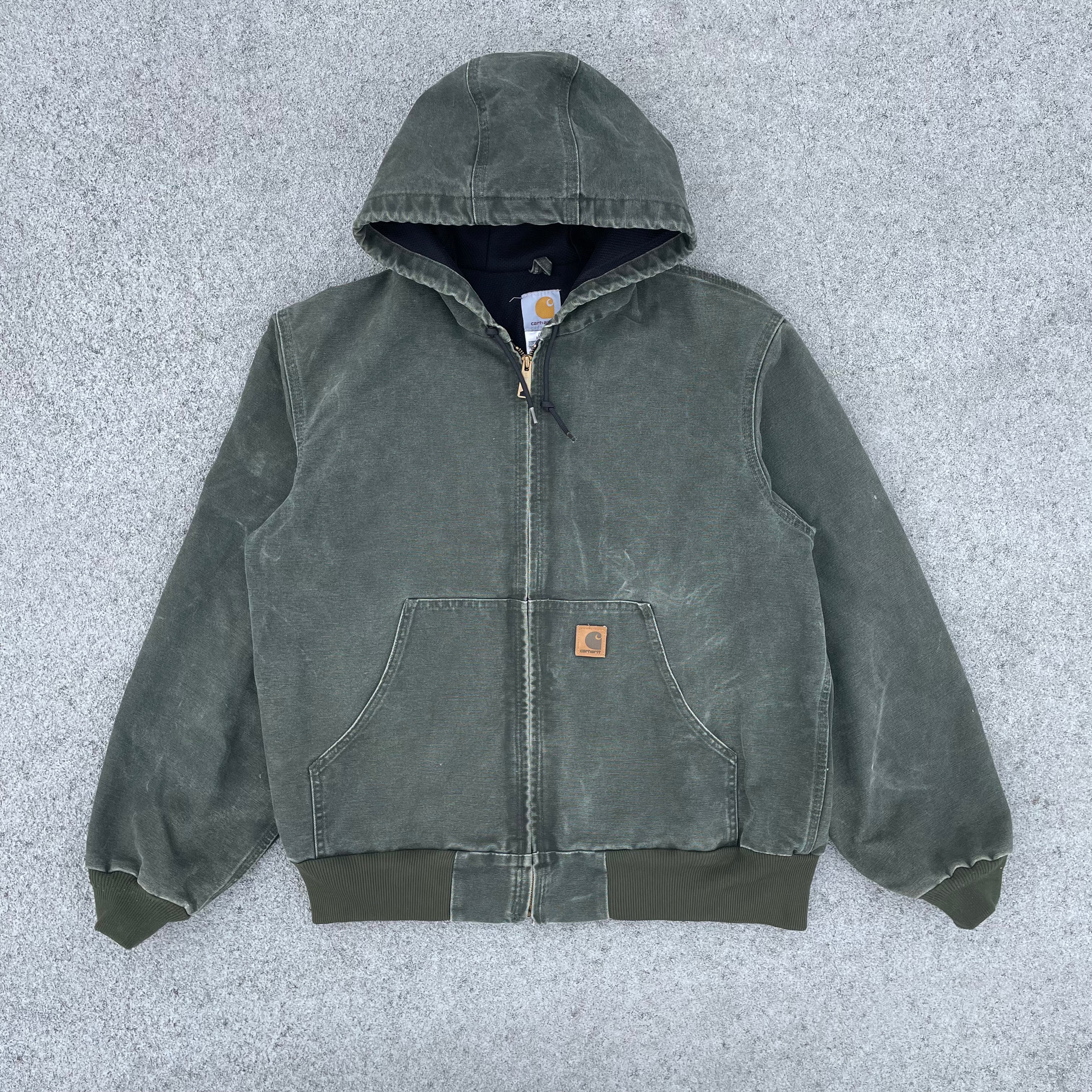 Vintage Carhartt Faded Green Hooded Jacket