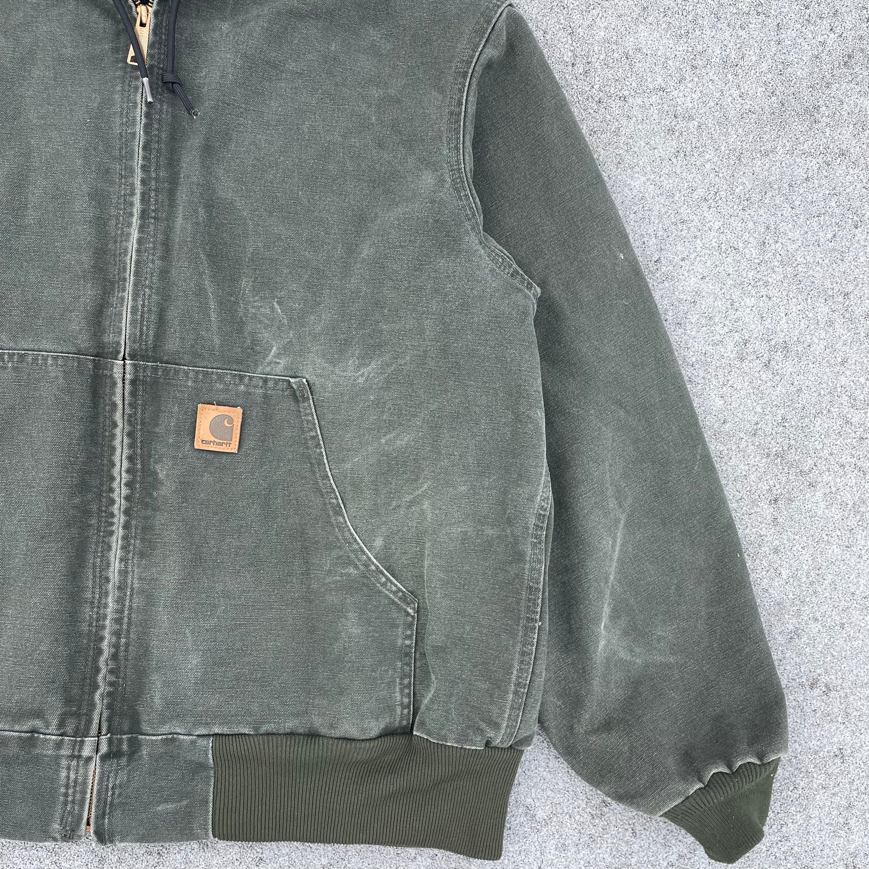 Vintage Carhartt Faded Green Hooded Jacket