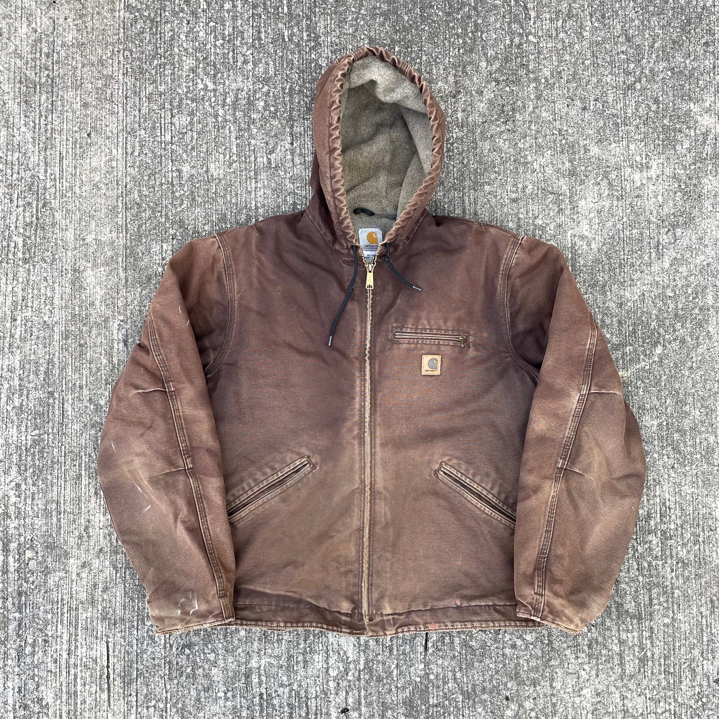 Vintage Carhartt Faded Brown Hooded Jacket