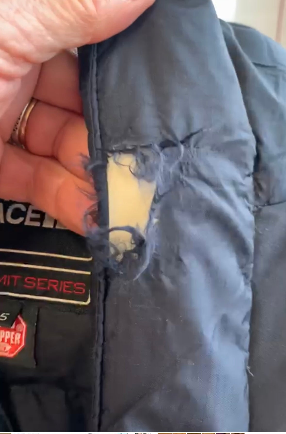 The North Face Navy Summit Series Puffer Jacket DAMAGED