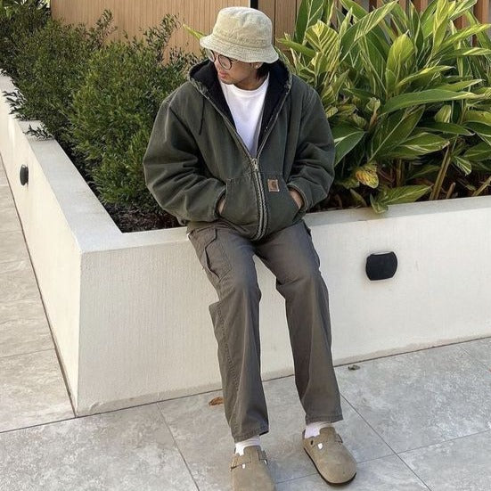 Vintage Carhartt Faded Green Hooded Jacket