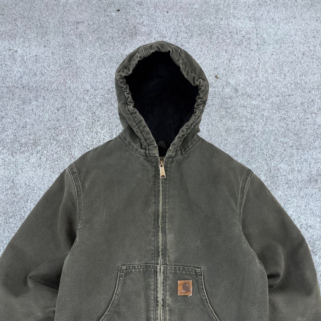 Vintage Carhartt Faded Green Hooded Jacket
