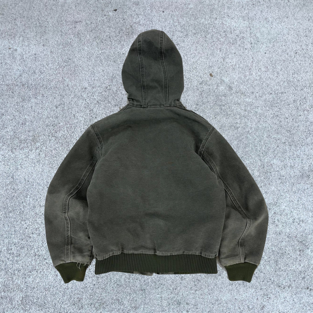 Vintage Carhartt Faded Green Hooded Jacket