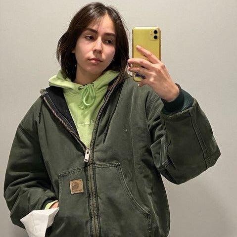 Vintage Carhartt Faded Green Hooded Jacket