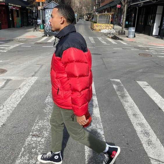 The North Face Red & Grey Puffer Jacket