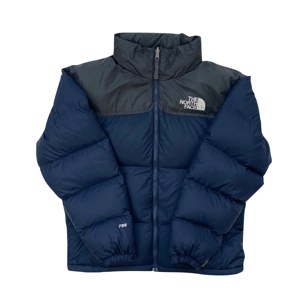 The North Face Matte Navy Blue Grey Puffer Jacket We Vintage