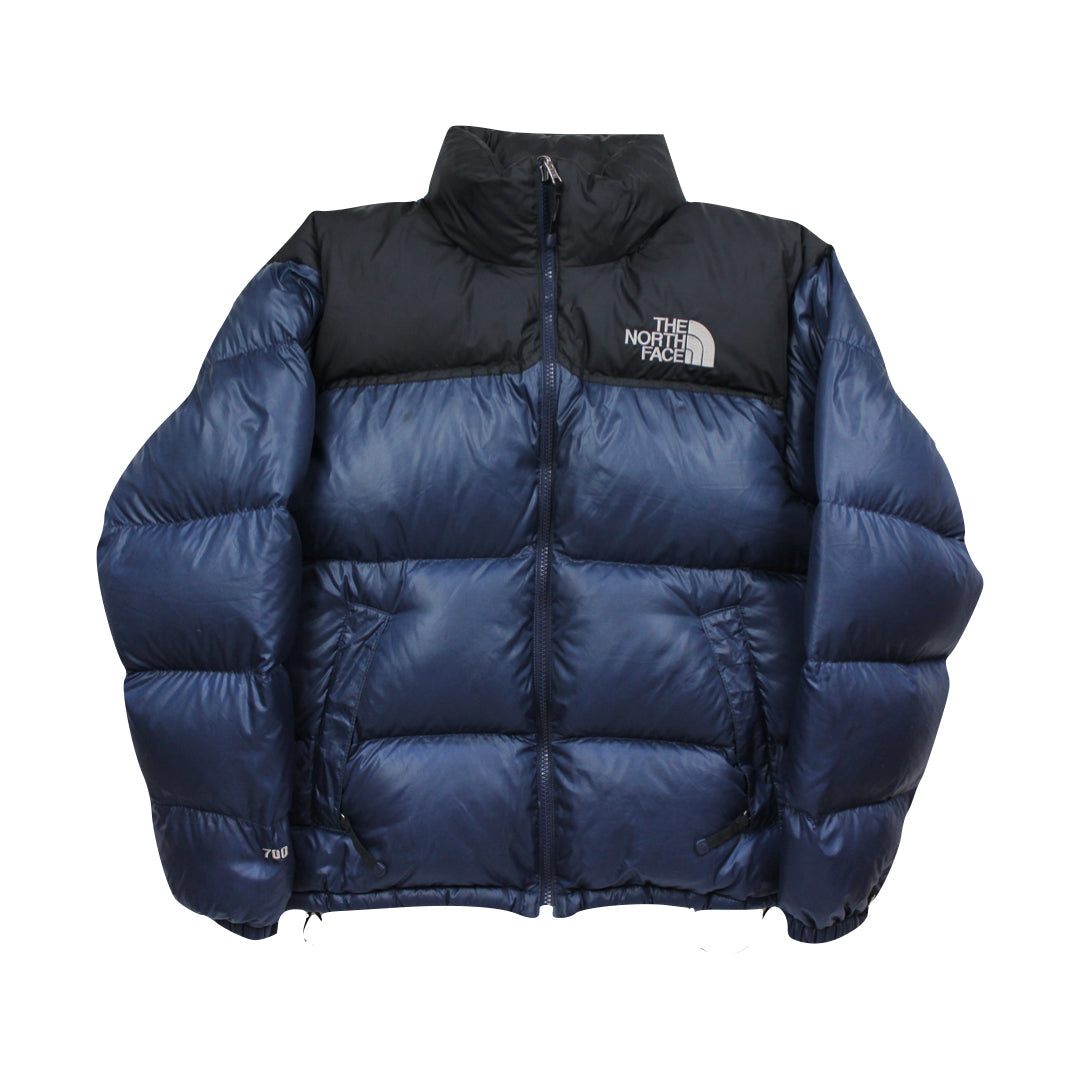 The North Face Navy Blue Puffer Jacket WITH STAIN We Vintage
