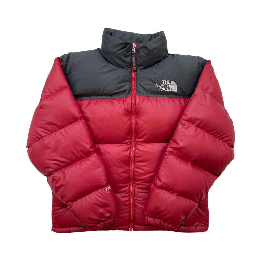 The North Face Light Maroon Red Puffer Jacket WITH REPAIR STAIN We Vintage