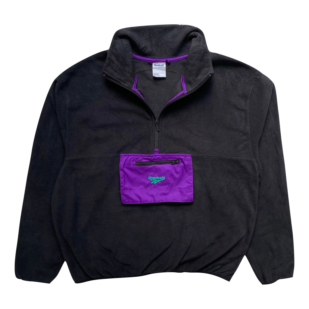 Reebok Black Purple 1 4 Zip Fleece Sweatshirt We Vintage