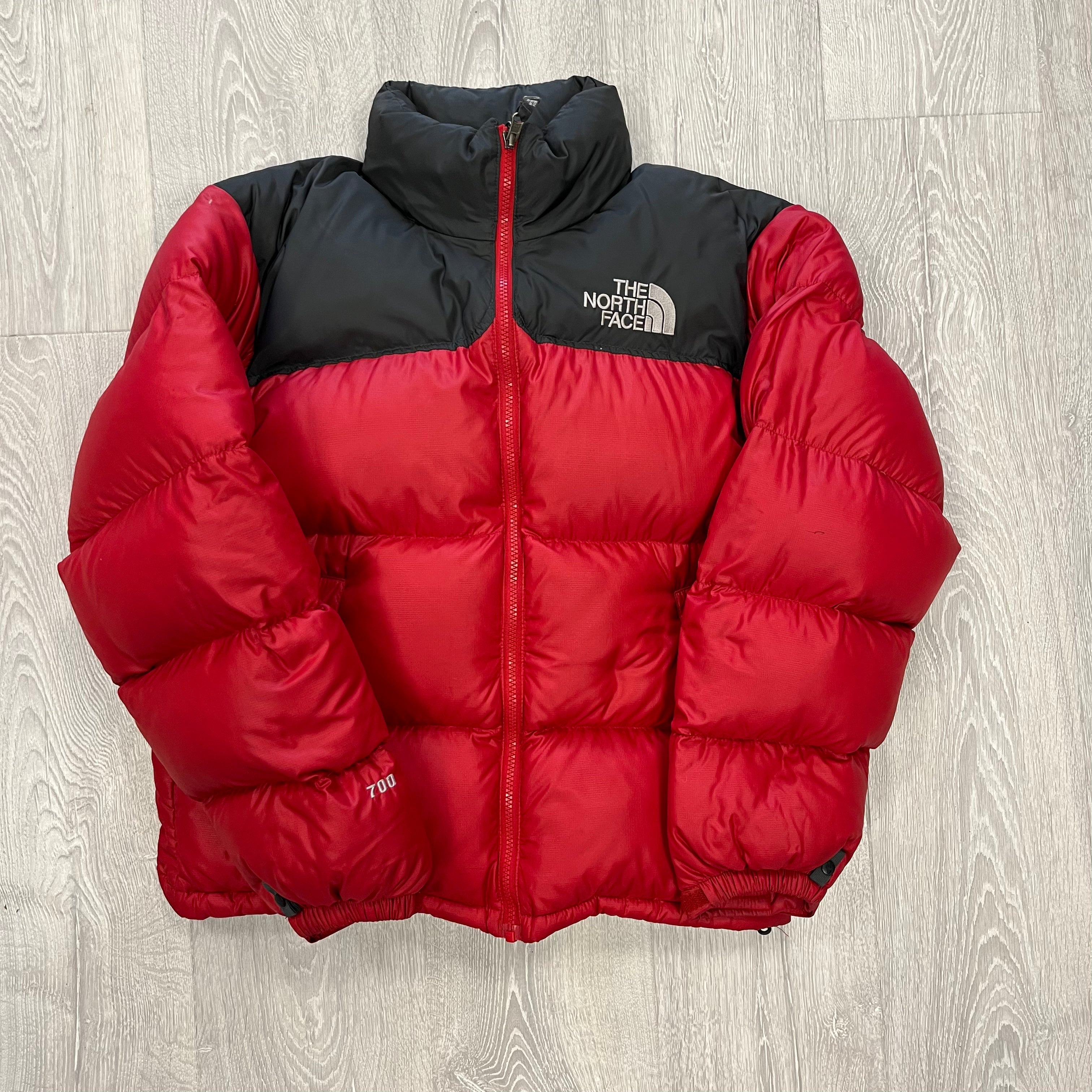 The North Face Red & Grey Puffer Jacket WITH STAIN